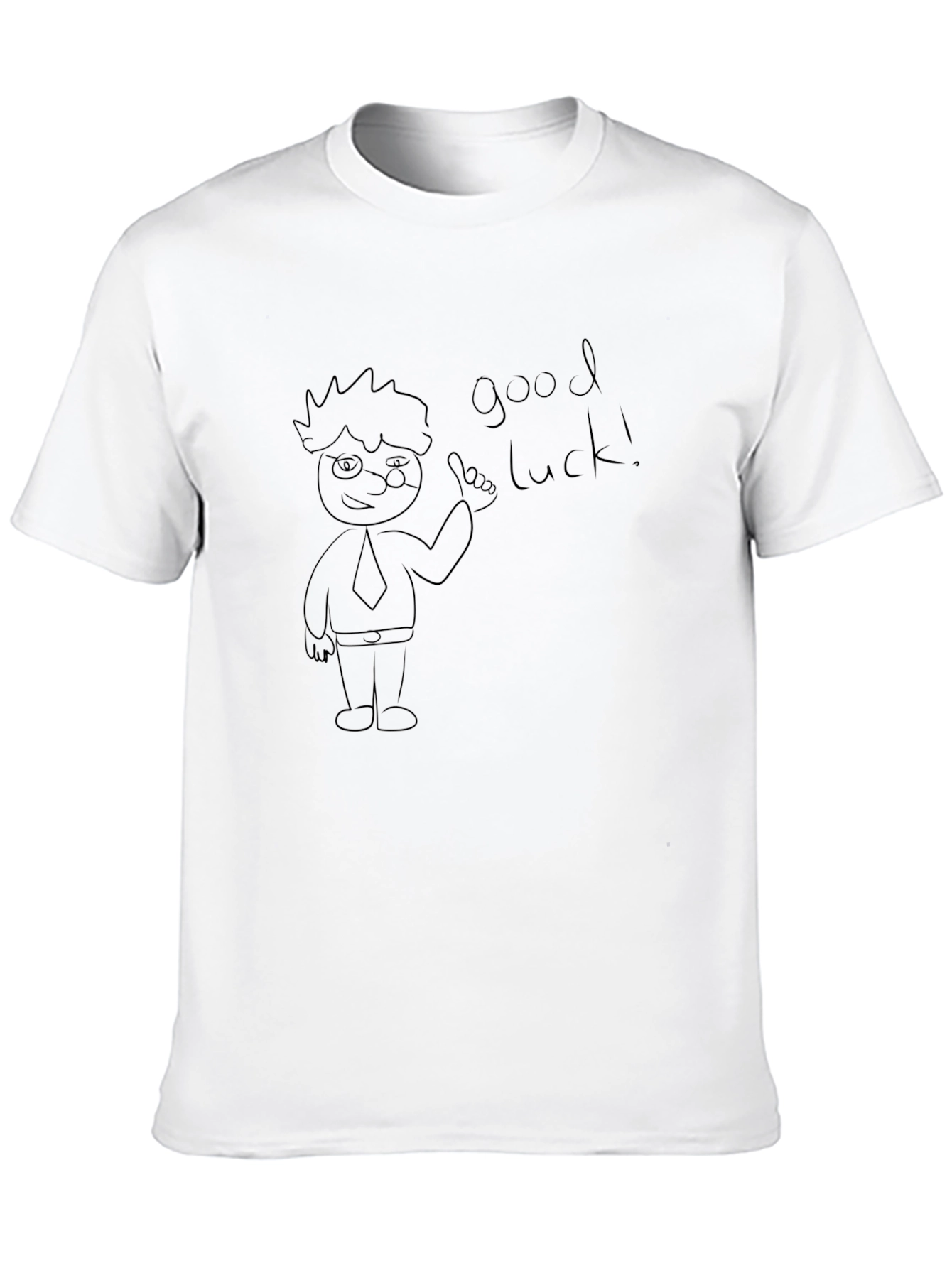 Mens Black Cartoon Graphic Tee - Good Luck