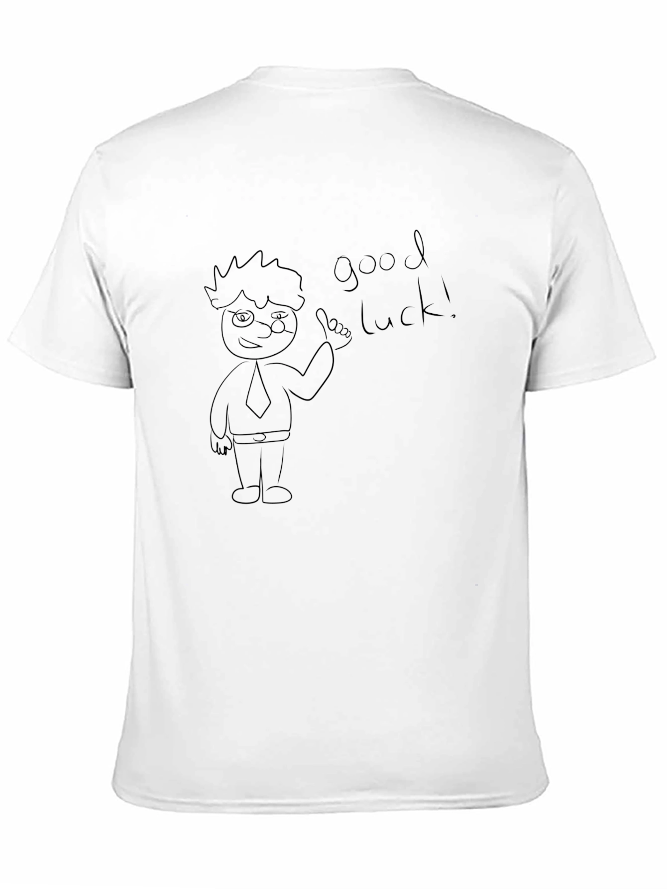 Mens Black Cartoon Graphic Tee - Good Luck