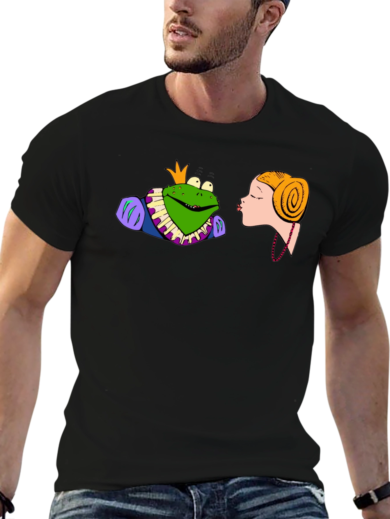 Frog Prince Kiss T-Shirt - Black