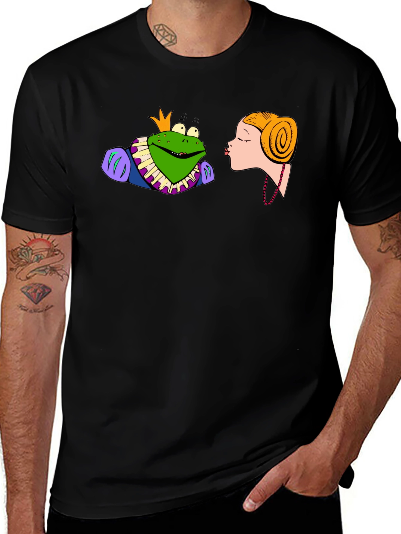 Frog Prince Kiss T-Shirt - Black