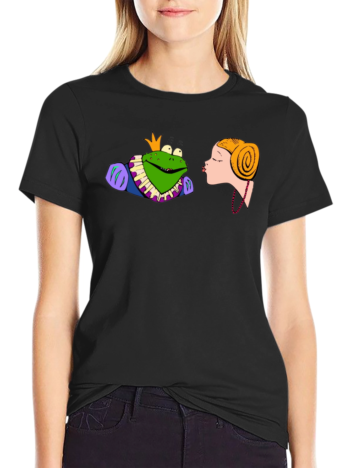 Frog Prince Kiss T-Shirt - Black