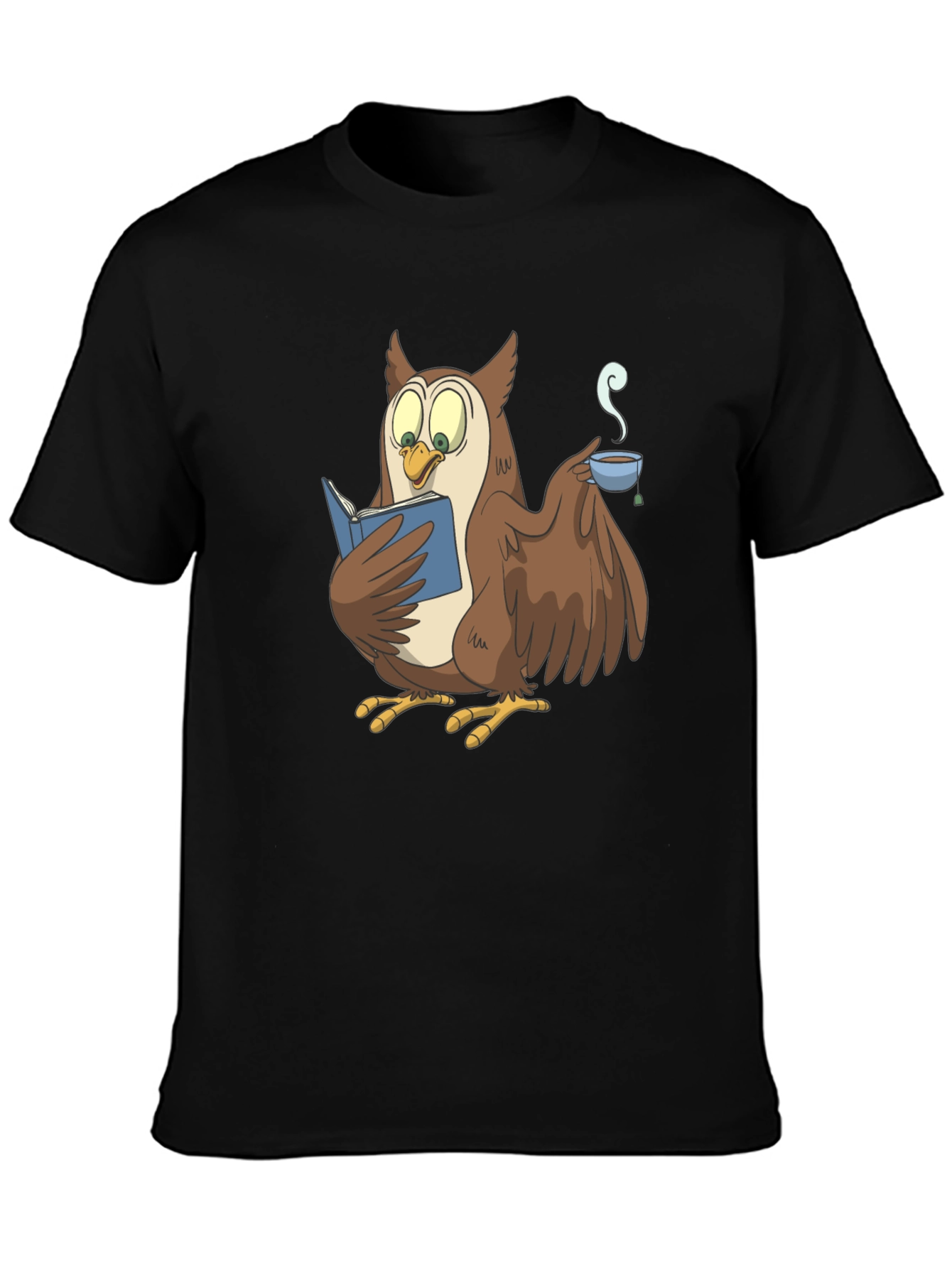 Quirky Owl Reading Book Graphic T-Shirt