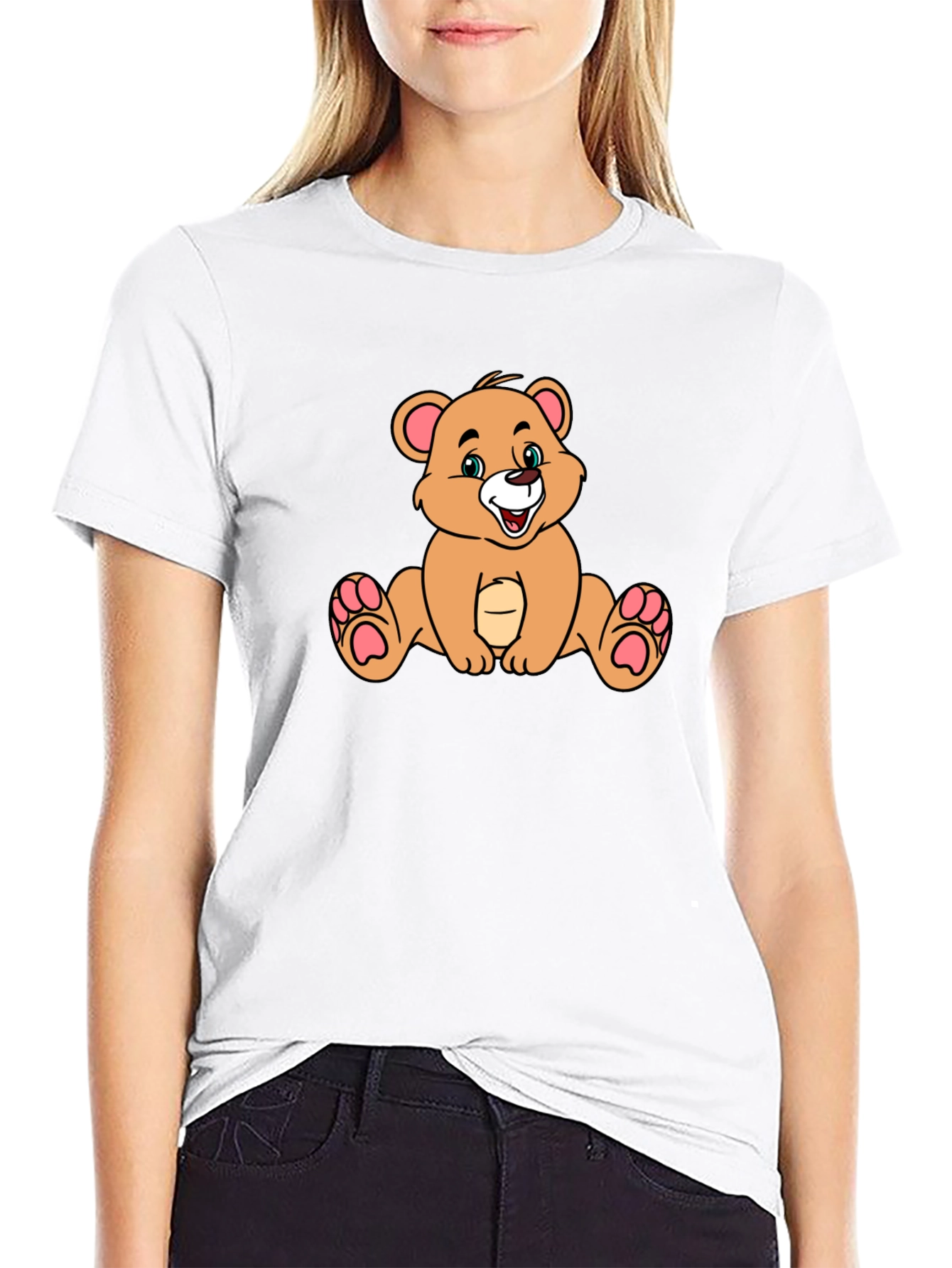 Cartoon Bear Black T-Shirt - Stylish & Comfy