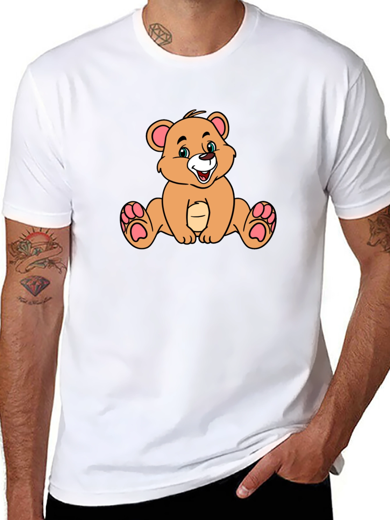 Cartoon Bear Black T-Shirt - Stylish & Comfy