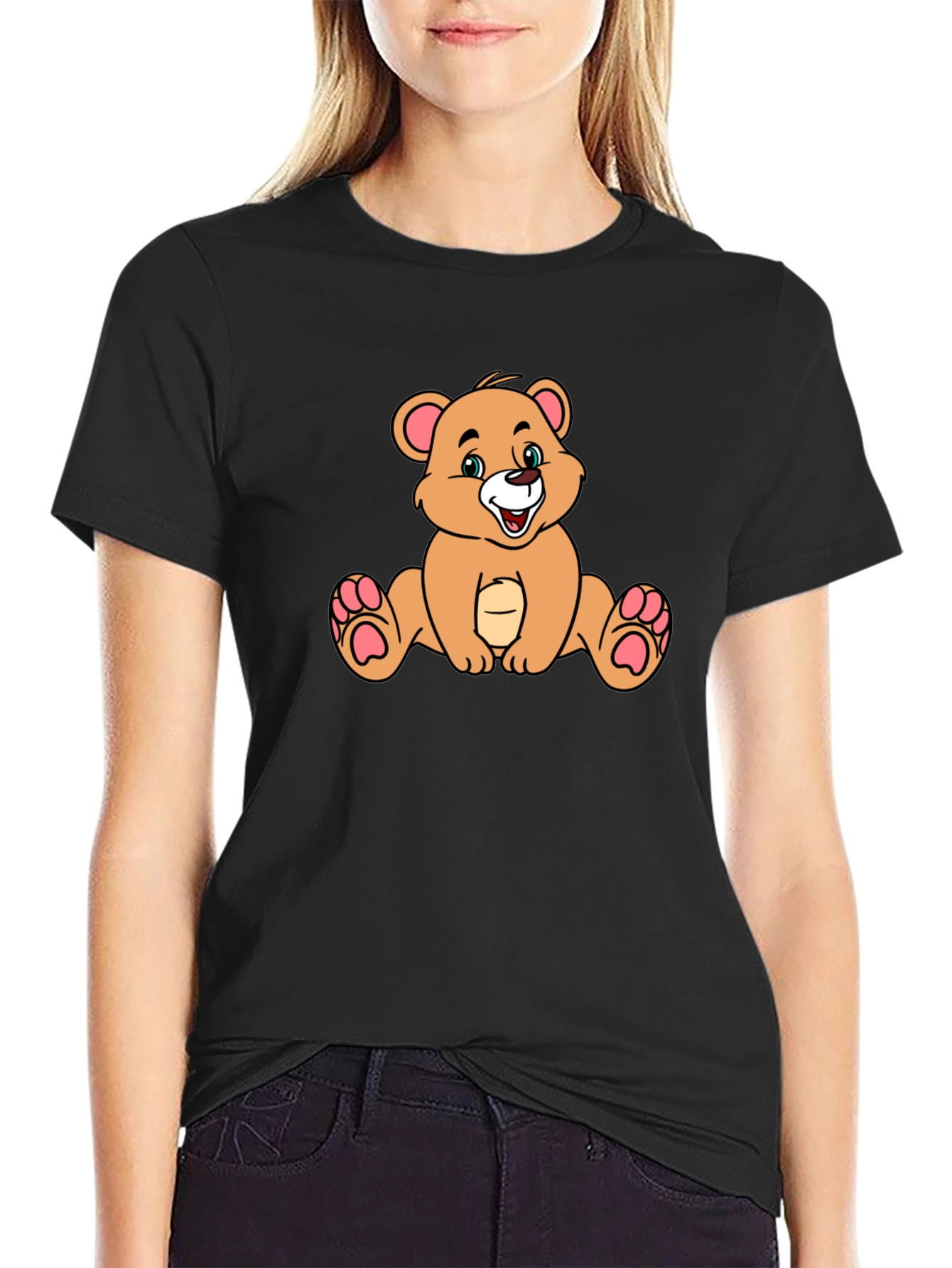 Cartoon Bear Black T-Shirt - Stylish & Comfy