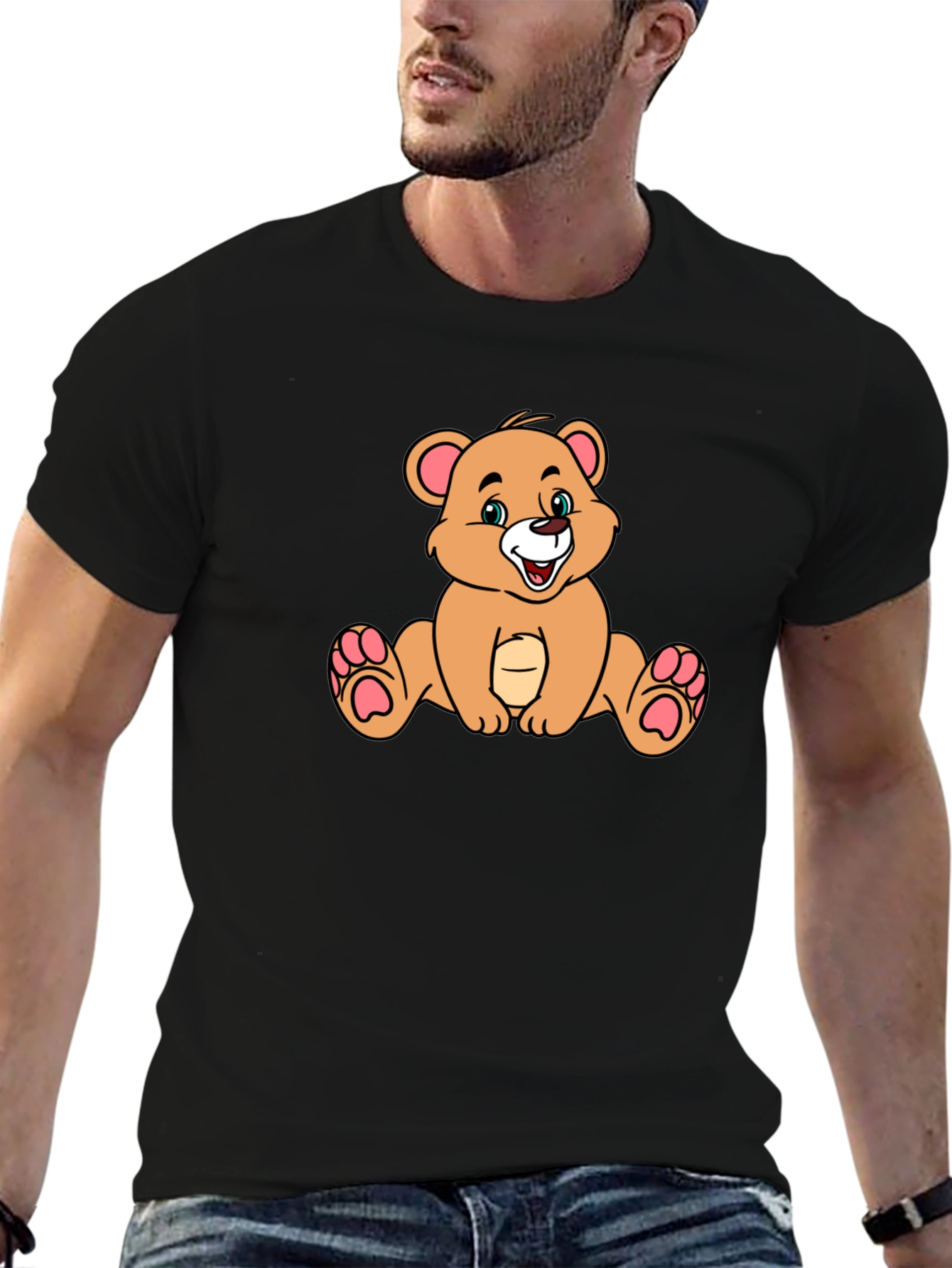 Cartoon Bear Black T-Shirt - Stylish & Comfy