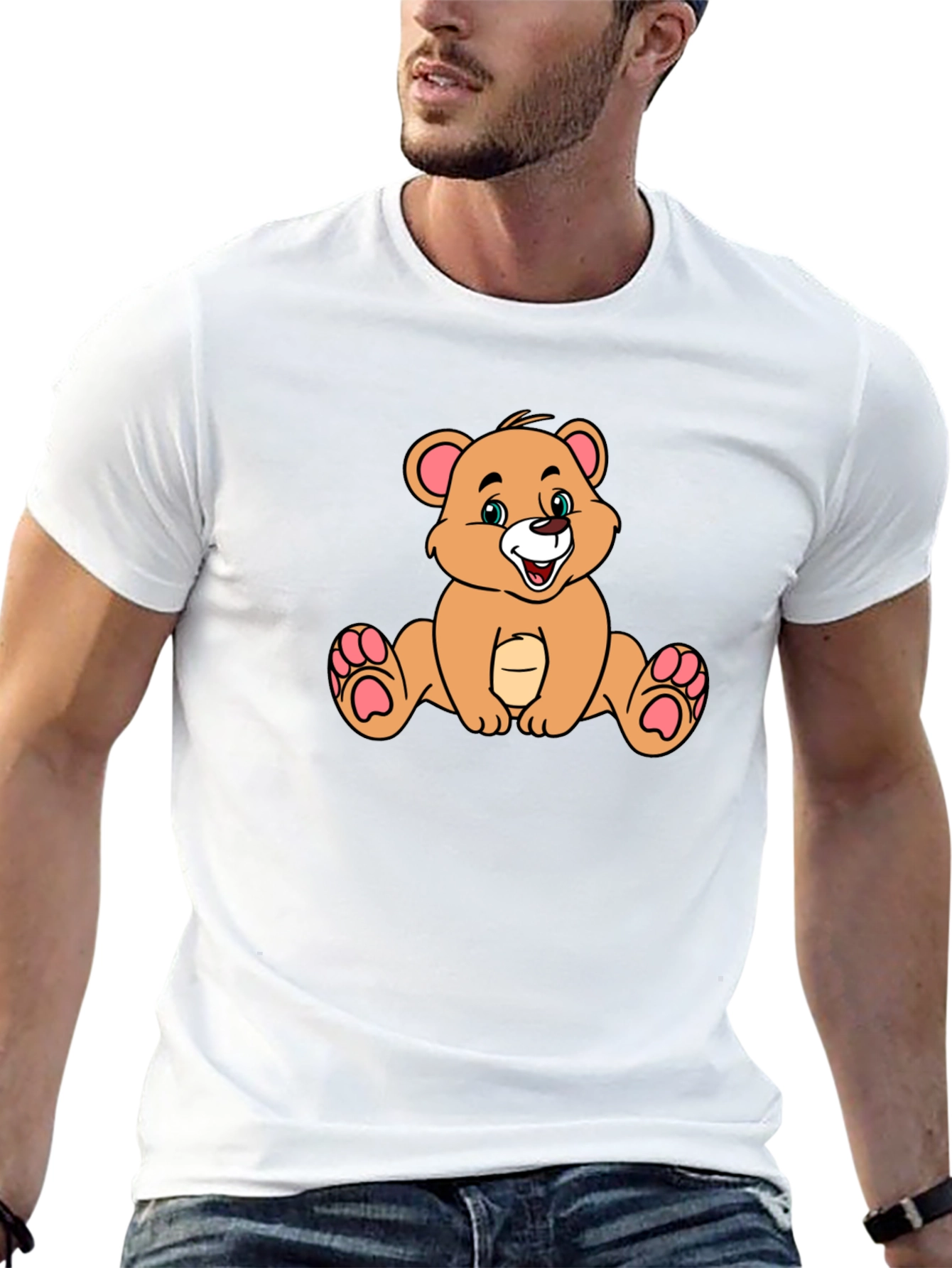 Cartoon Bear Black T-Shirt - Stylish & Comfy