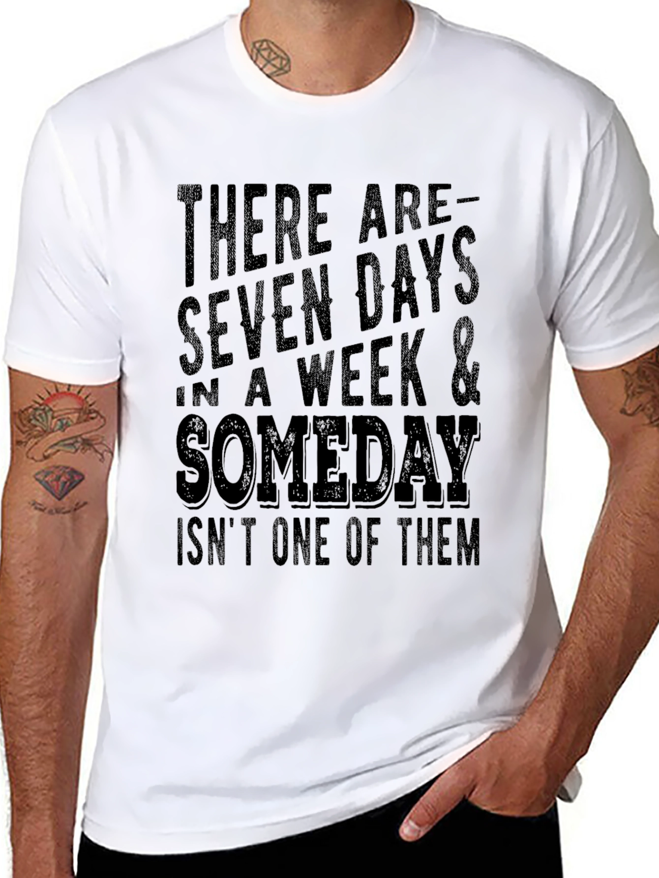 Seven Days & Someday Mens Black Graphic T-Shirt