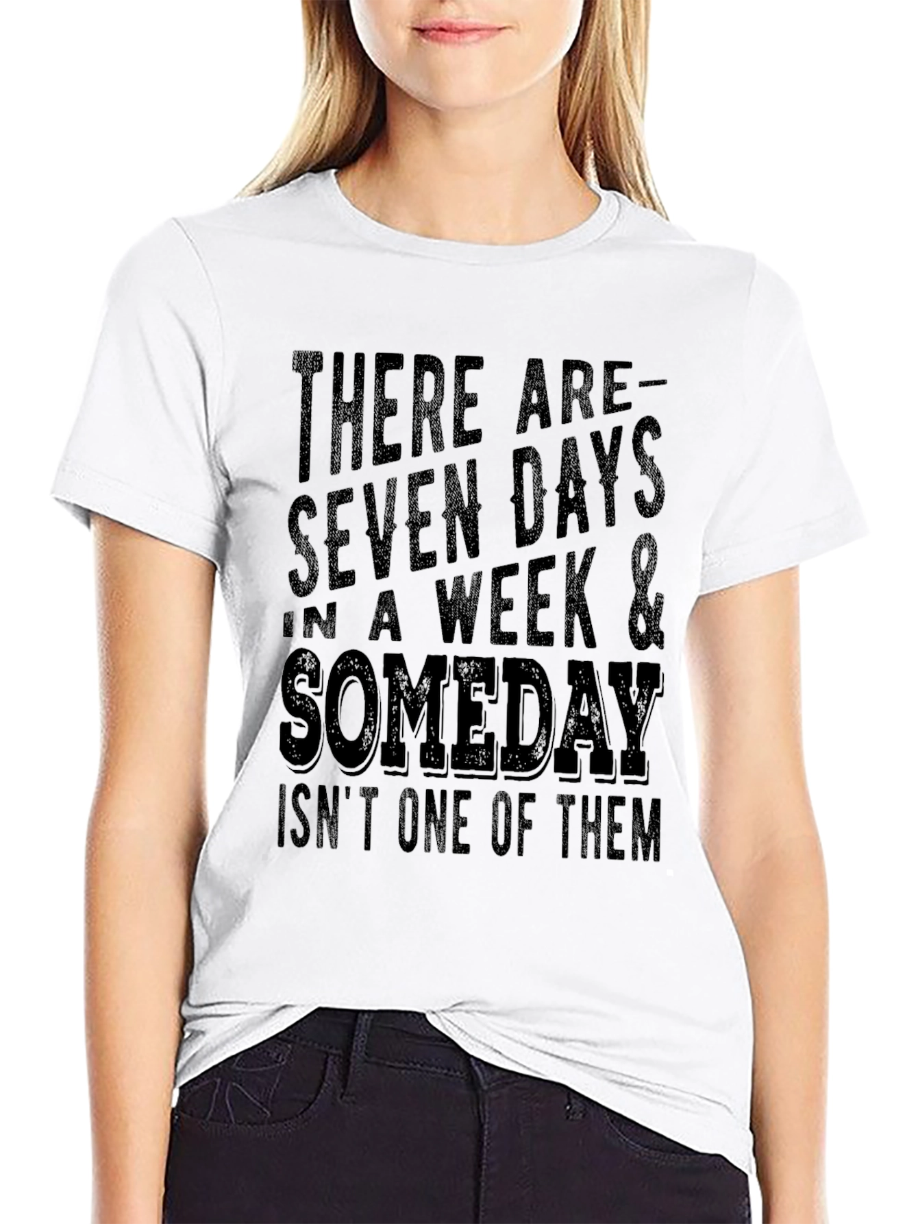 Seven Days & Someday Mens Black Graphic T-Shirt