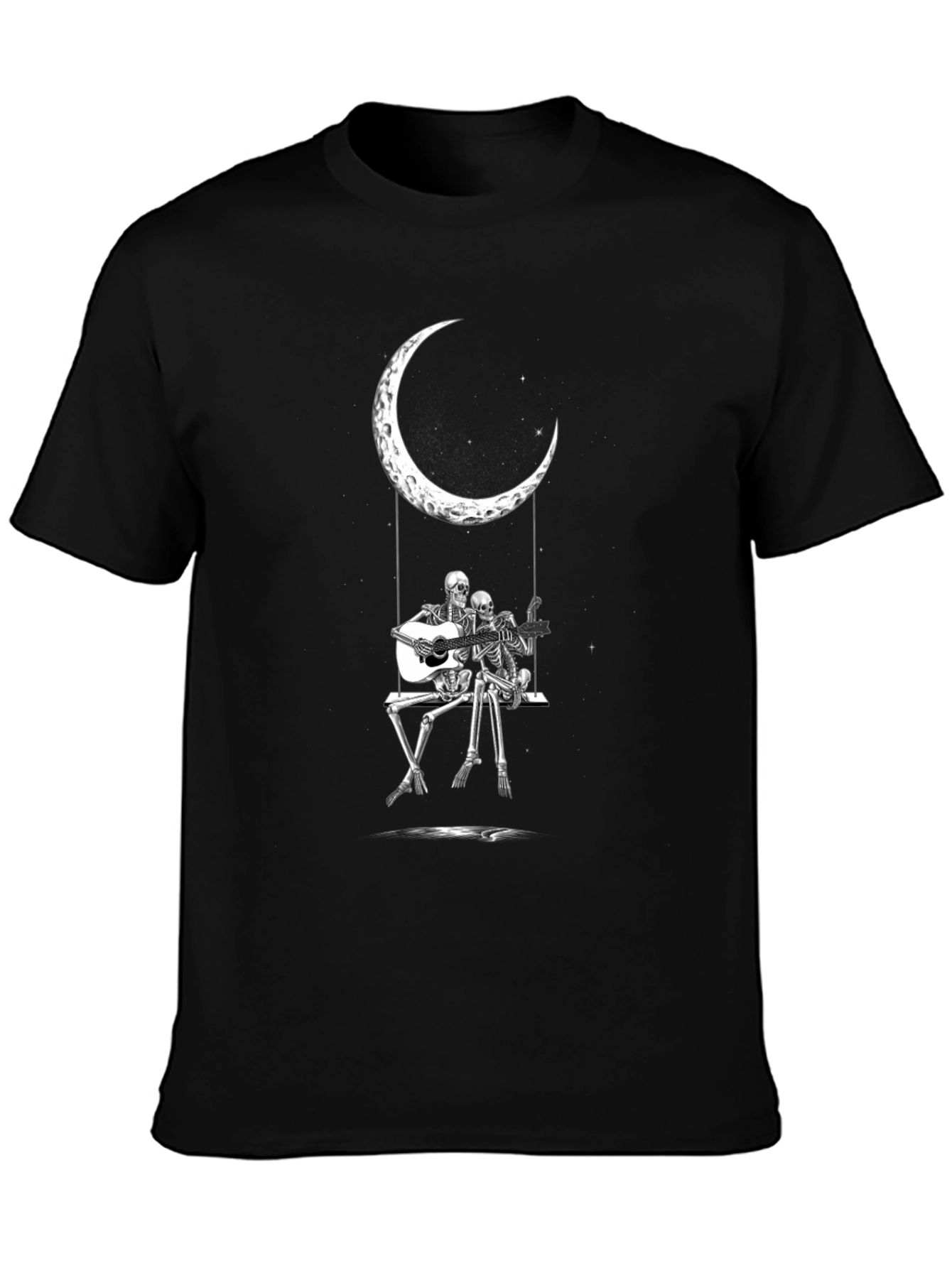 Skeleton Moon Swing Black T-Shirt