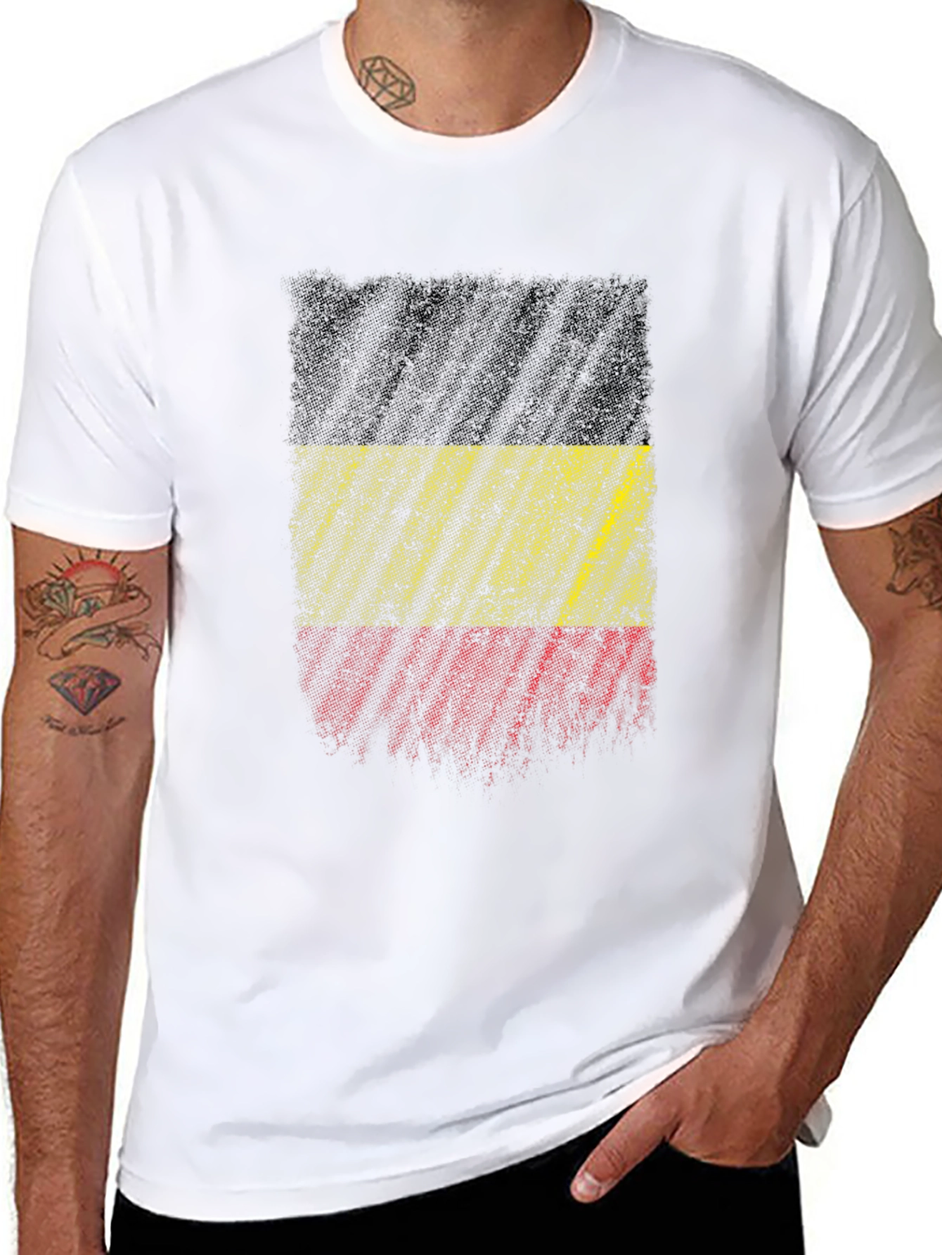 Belgium Flag Graphic Tee - Black Cotton Shirt