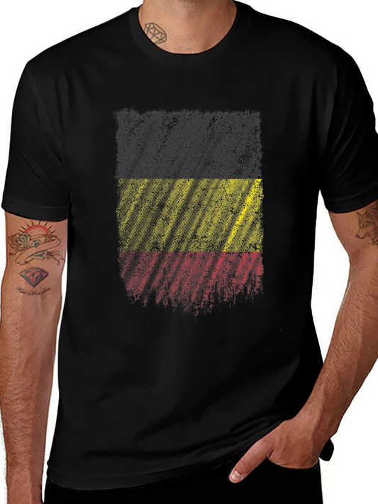 Belgium Flag Graphic Tee - Black Cotton Shirt