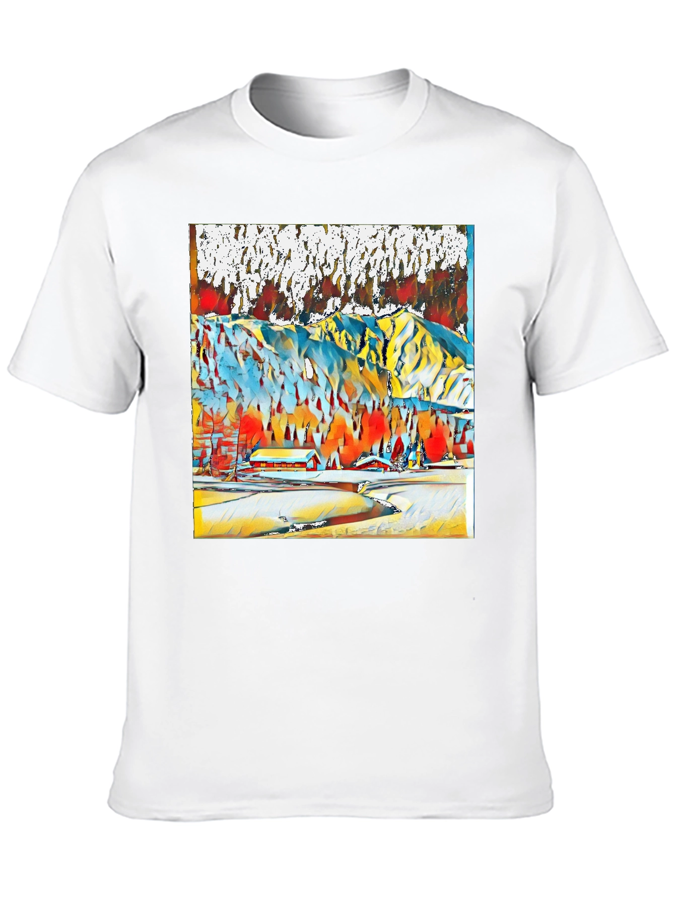 Abstract Winter Mountain Scene T-Shirt