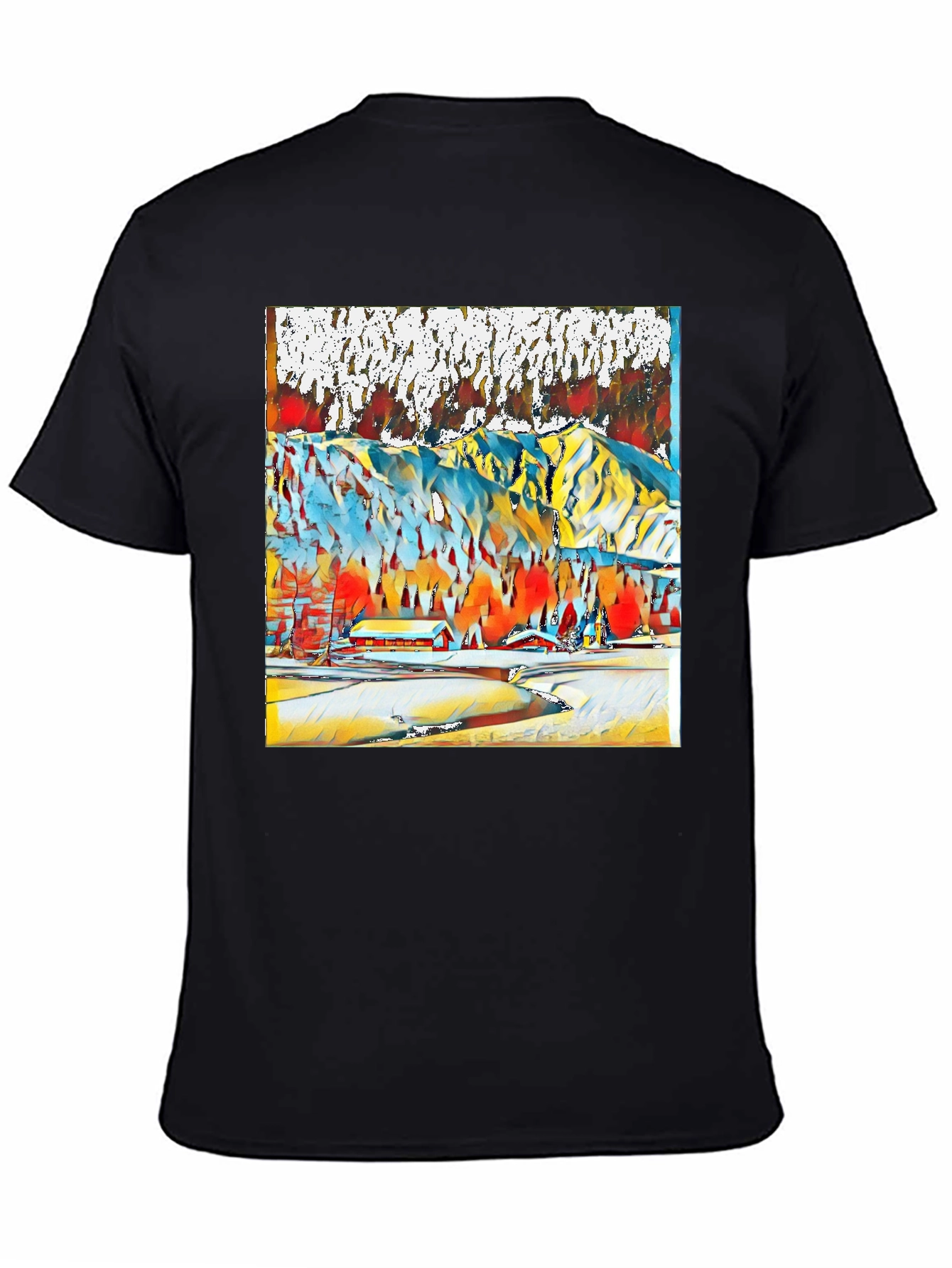 Abstract Winter Mountain Scene T-Shirt