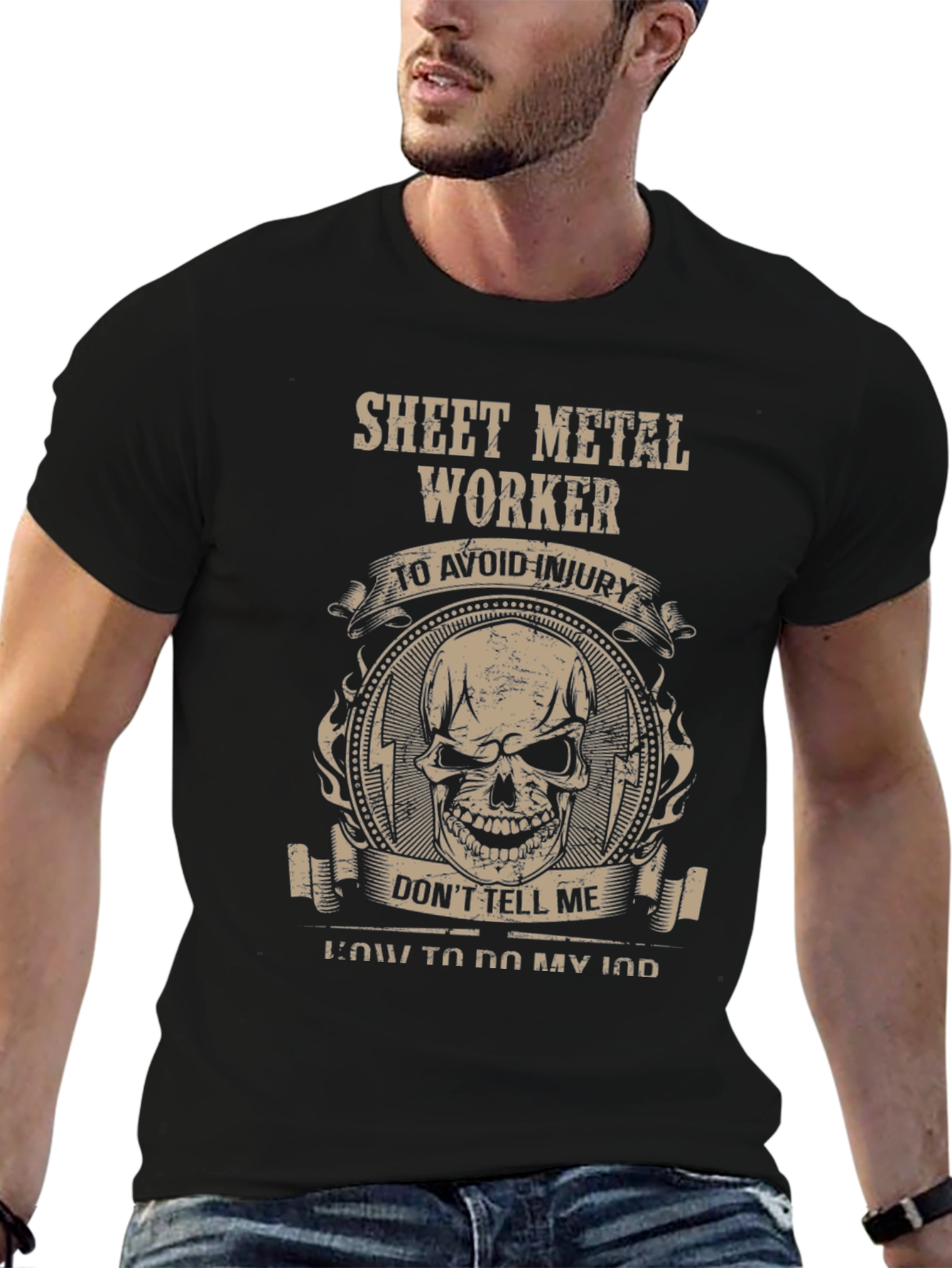 Sheet Metal Worker Skull Graphic Tee