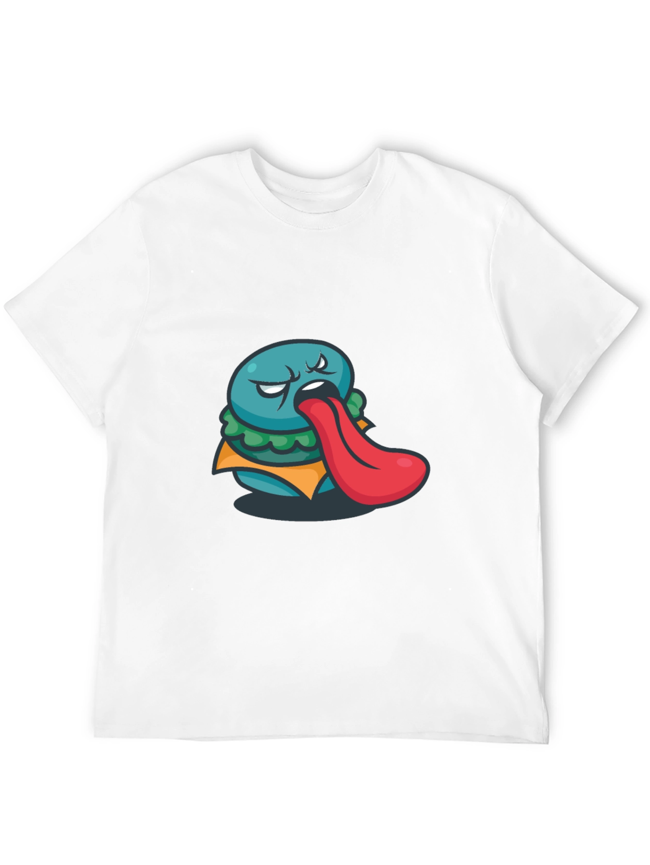 Funny Burger Tongue Graphic Black T-Shirt