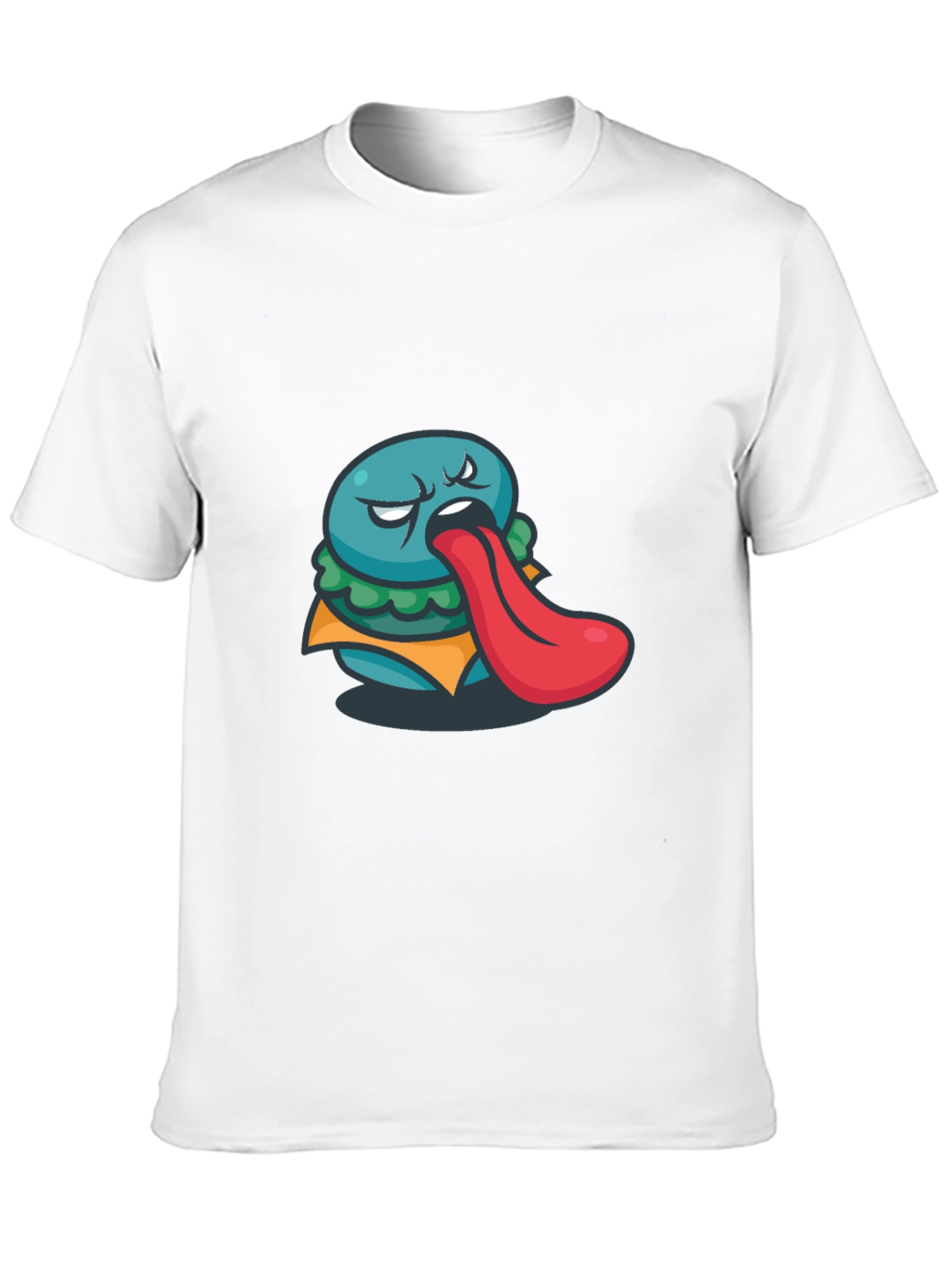 Funny Burger Tongue Graphic Black T-Shirt