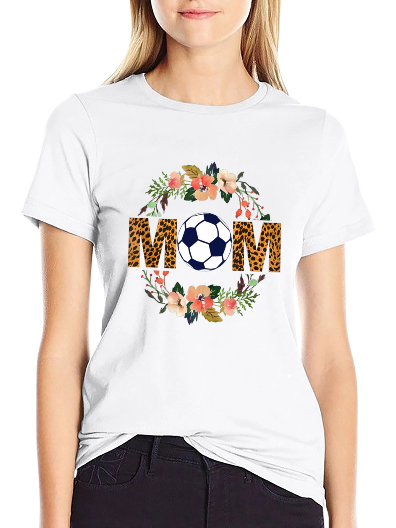 Soccer Mom Floral Leopard Print Graphic Tee