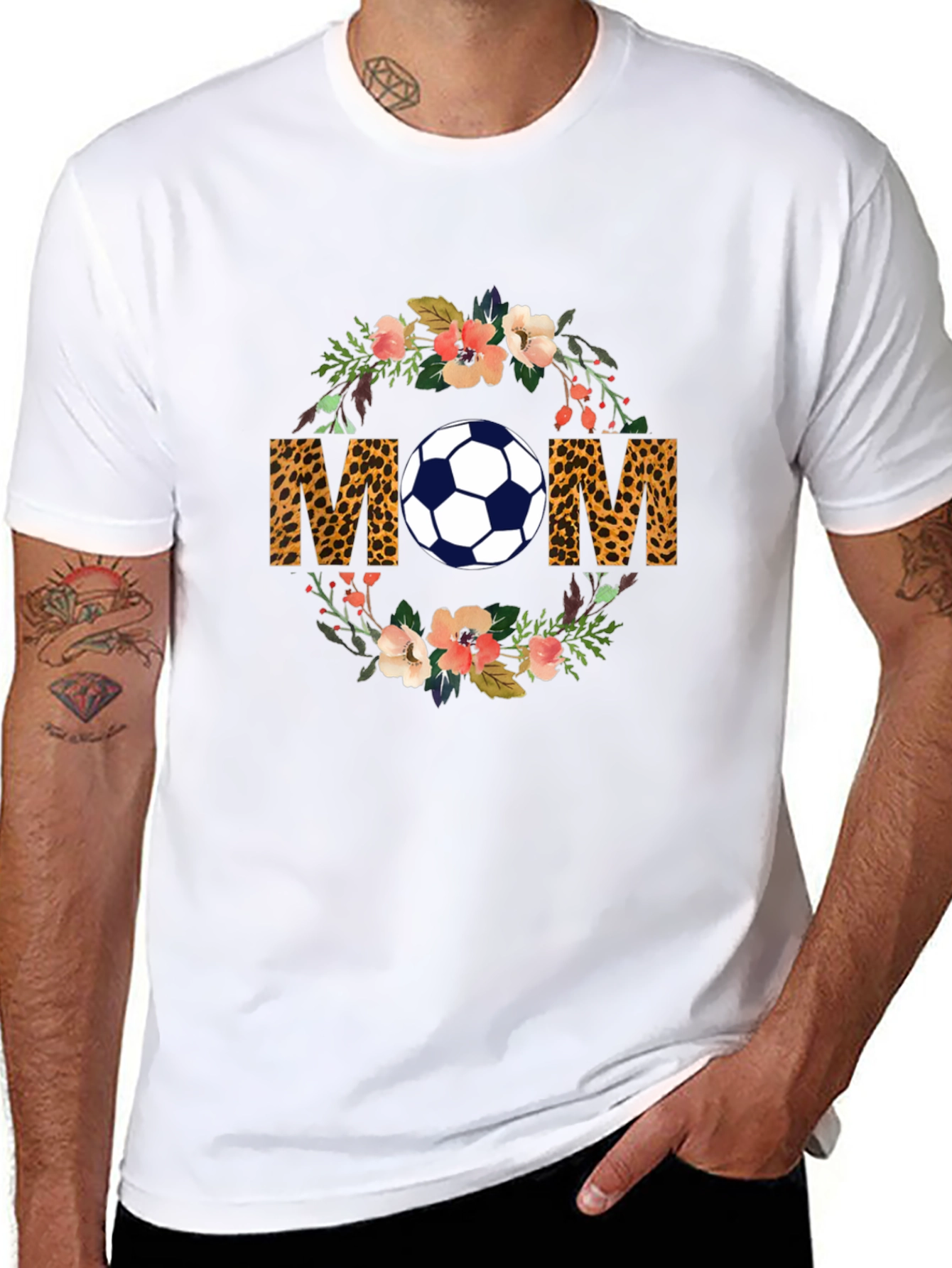 Soccer Mom Floral Leopard Print Graphic Tee