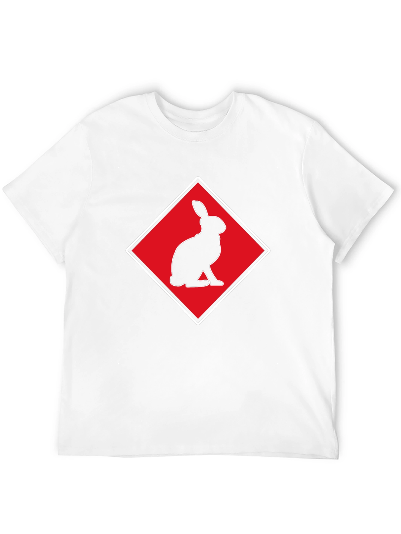 Rabbit Silhouette Tee - Red Diamond Design