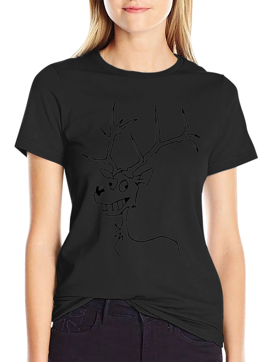 Funny Deer Graphic Tee - Black Crew Neck T-Shirt