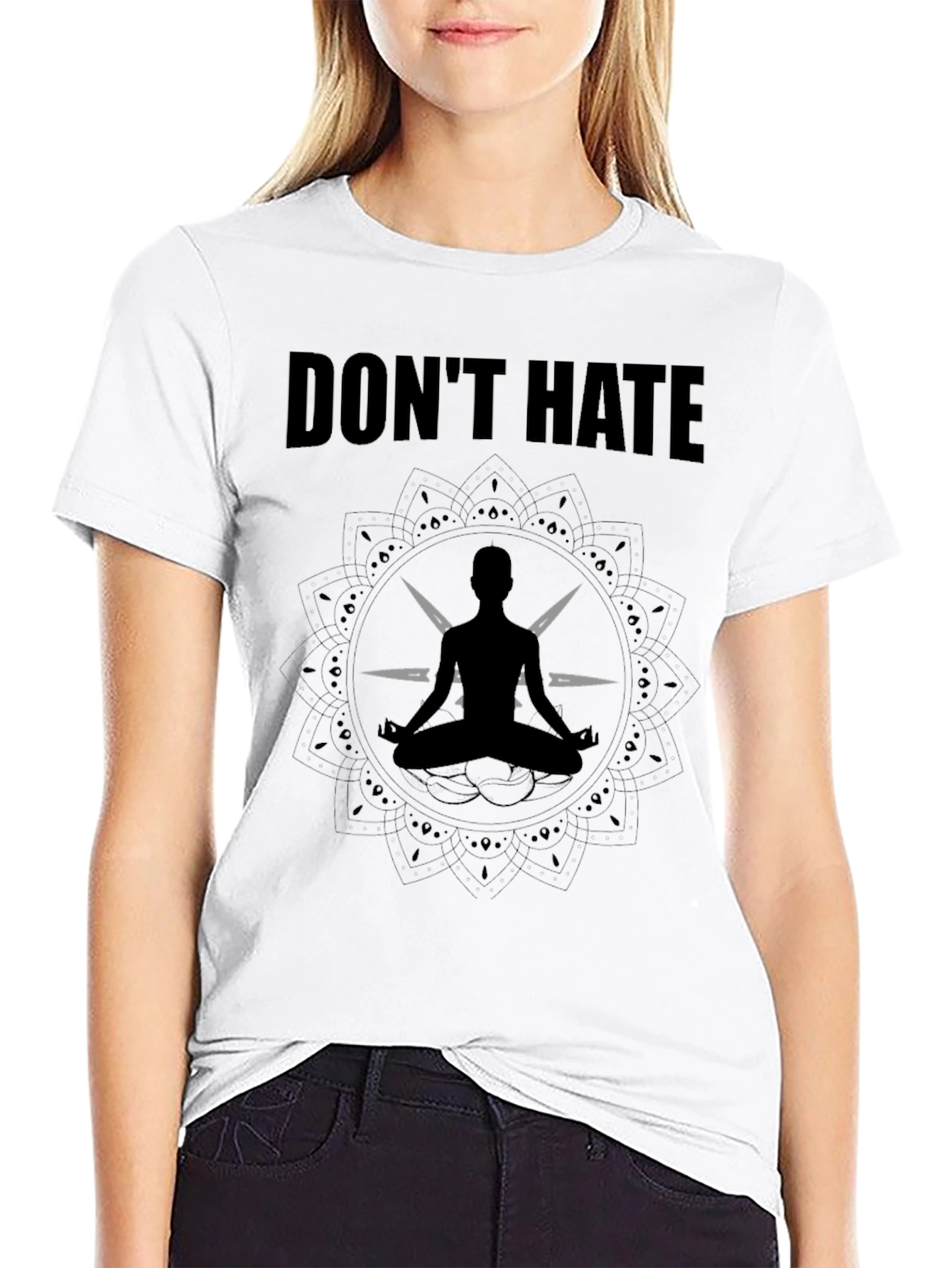 Dont Hate Meditate Yoga Mandala T-Shirt