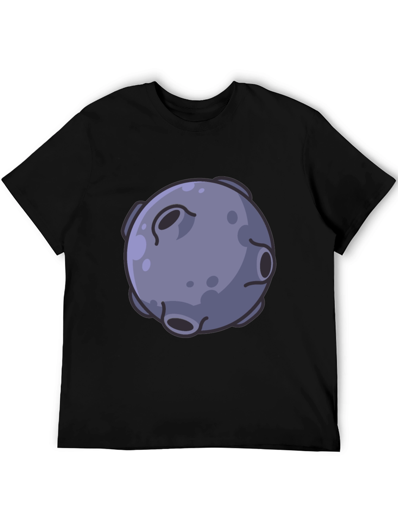 Cartoon Moon Graphic Black T-Shirt