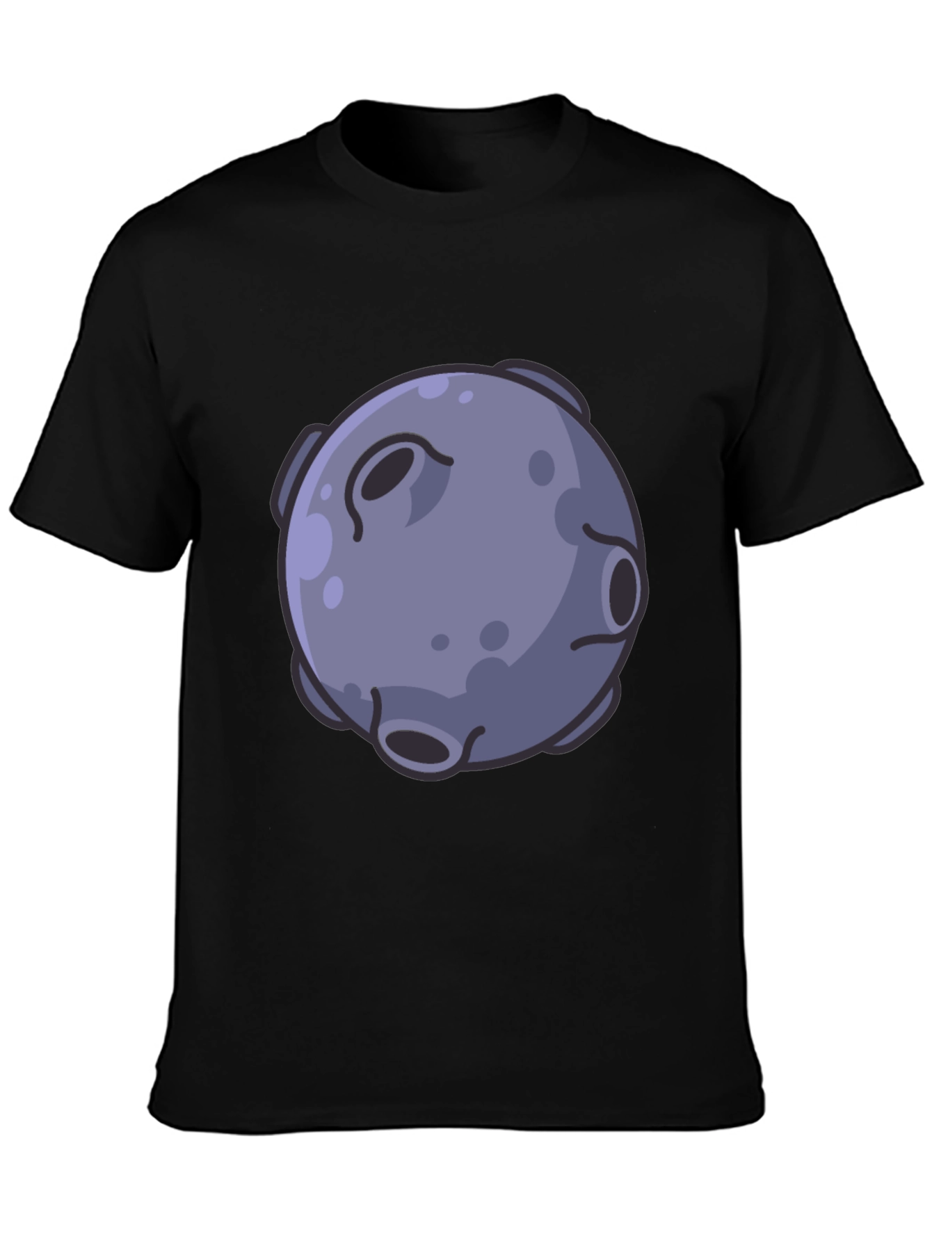 Cartoon Moon Graphic Black T-Shirt