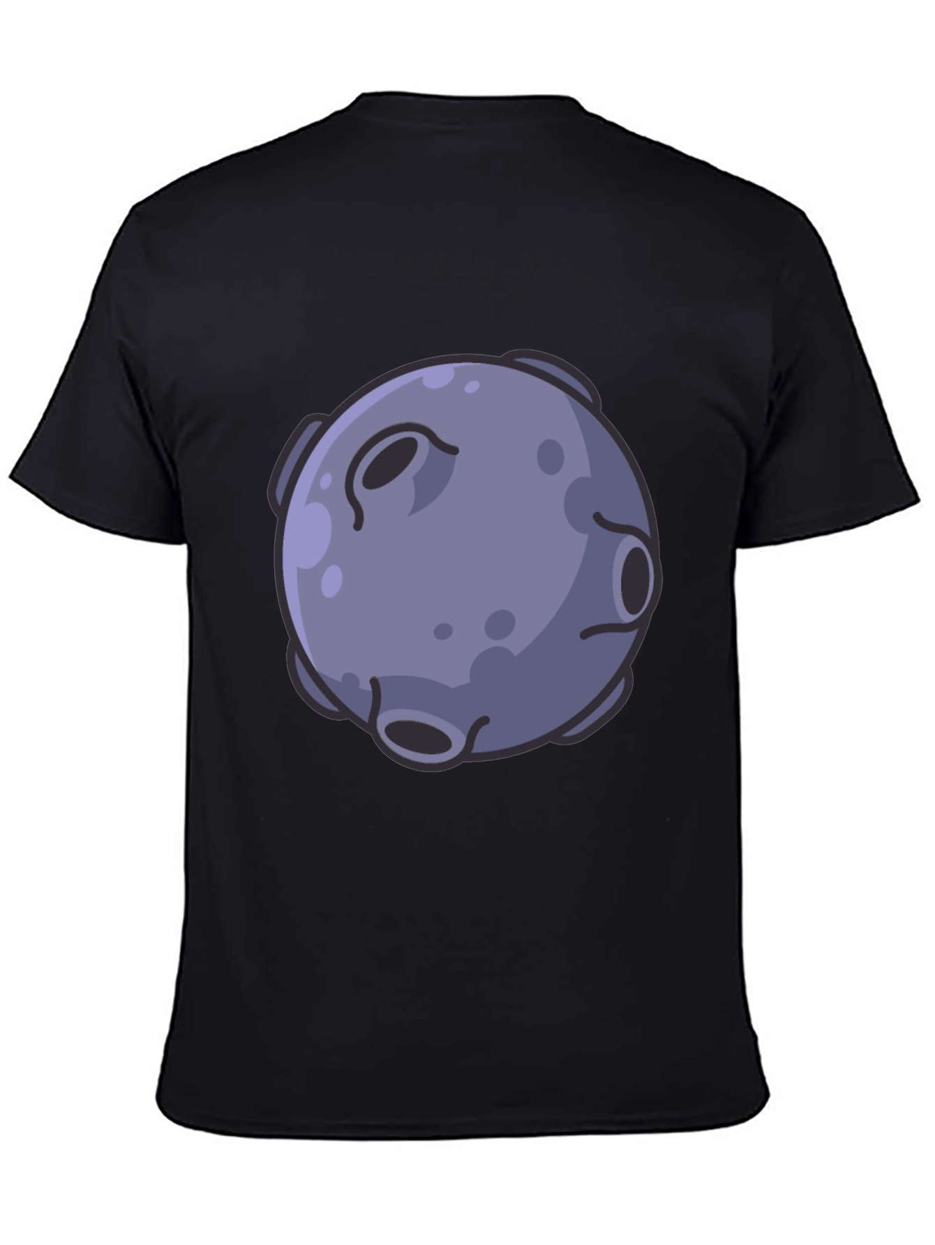 Cartoon Moon Graphic Black T-Shirt