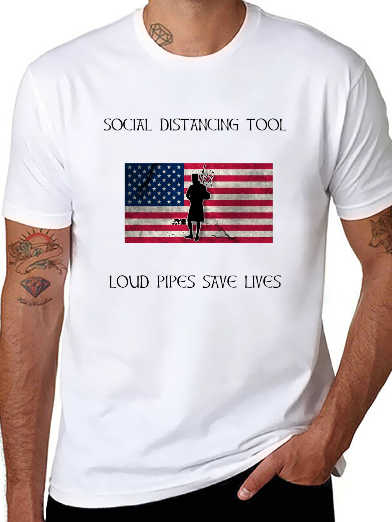 Social Distancing Bagpipe T-Shirt