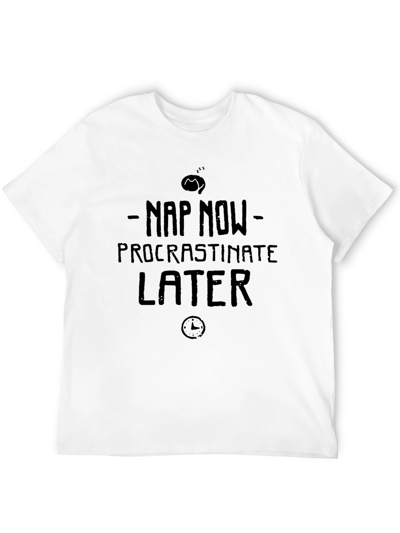 Nap Now Procrastinate Later Black Graphic Tee