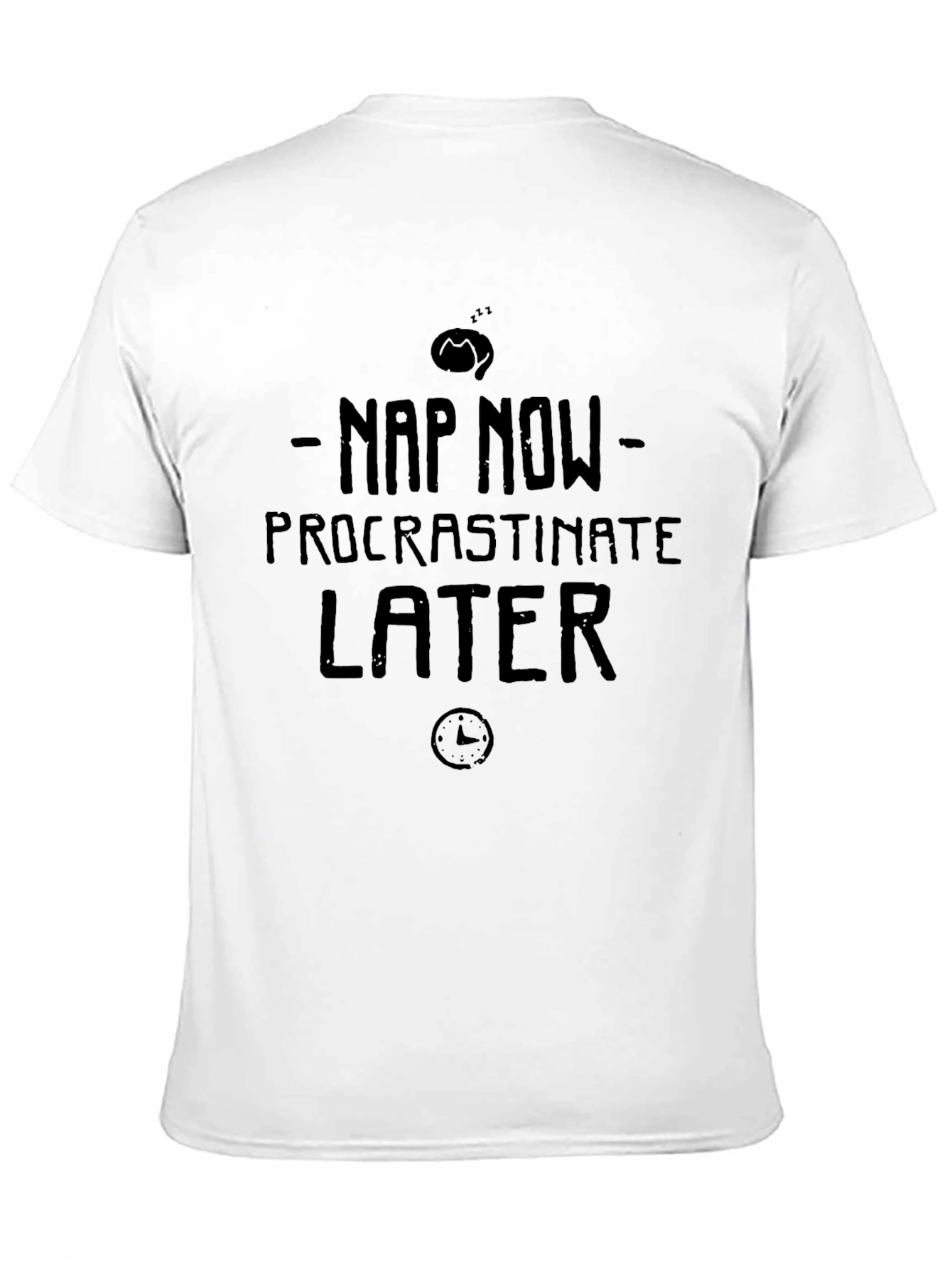 Nap Now Procrastinate Later Black Graphic Tee