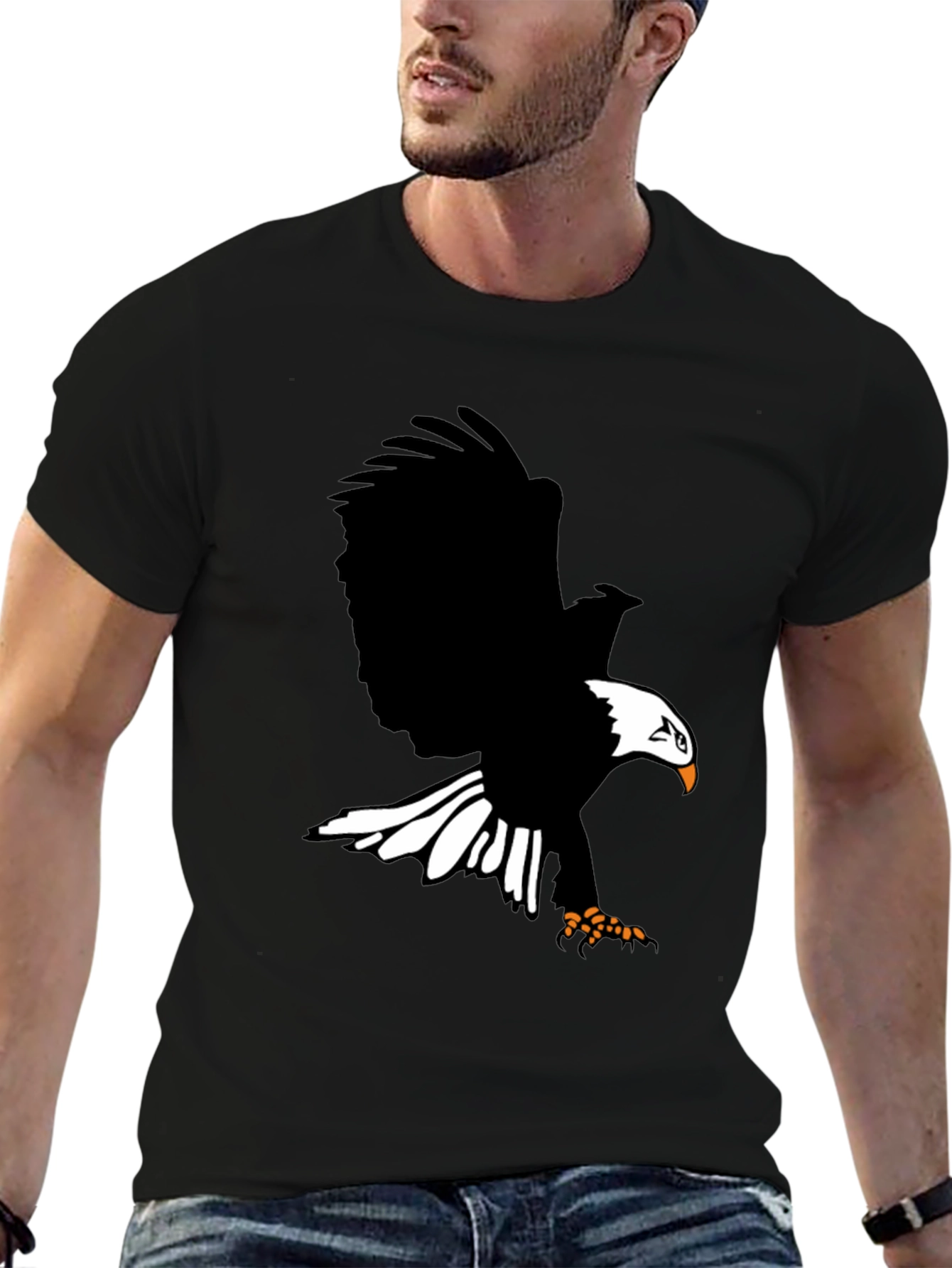 Eagle Graphic Print T-Shirt - Bold Black Tee