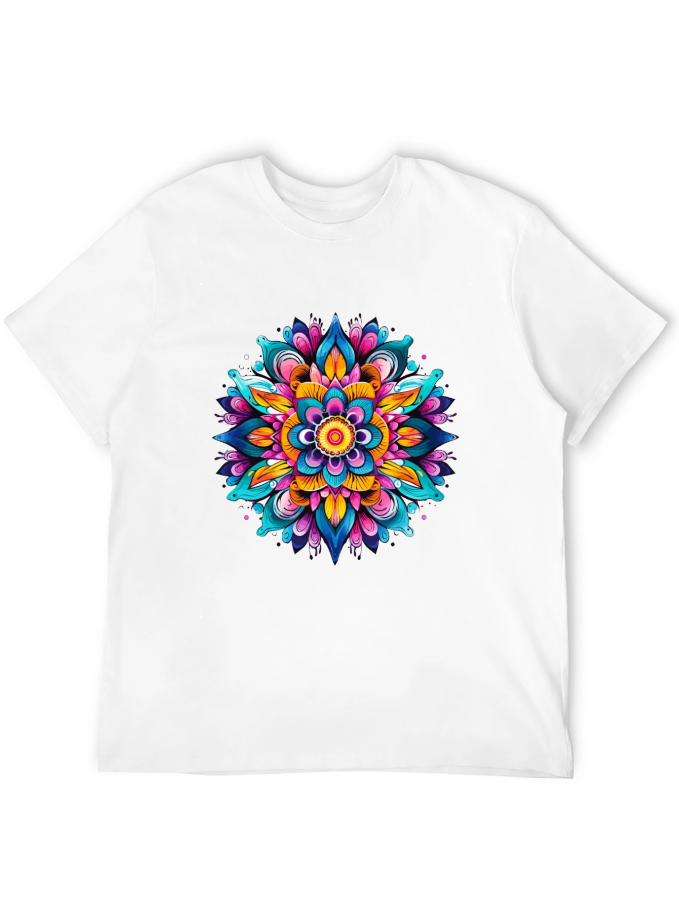 Vibrant Mandala Graphic Black T-Shirt
