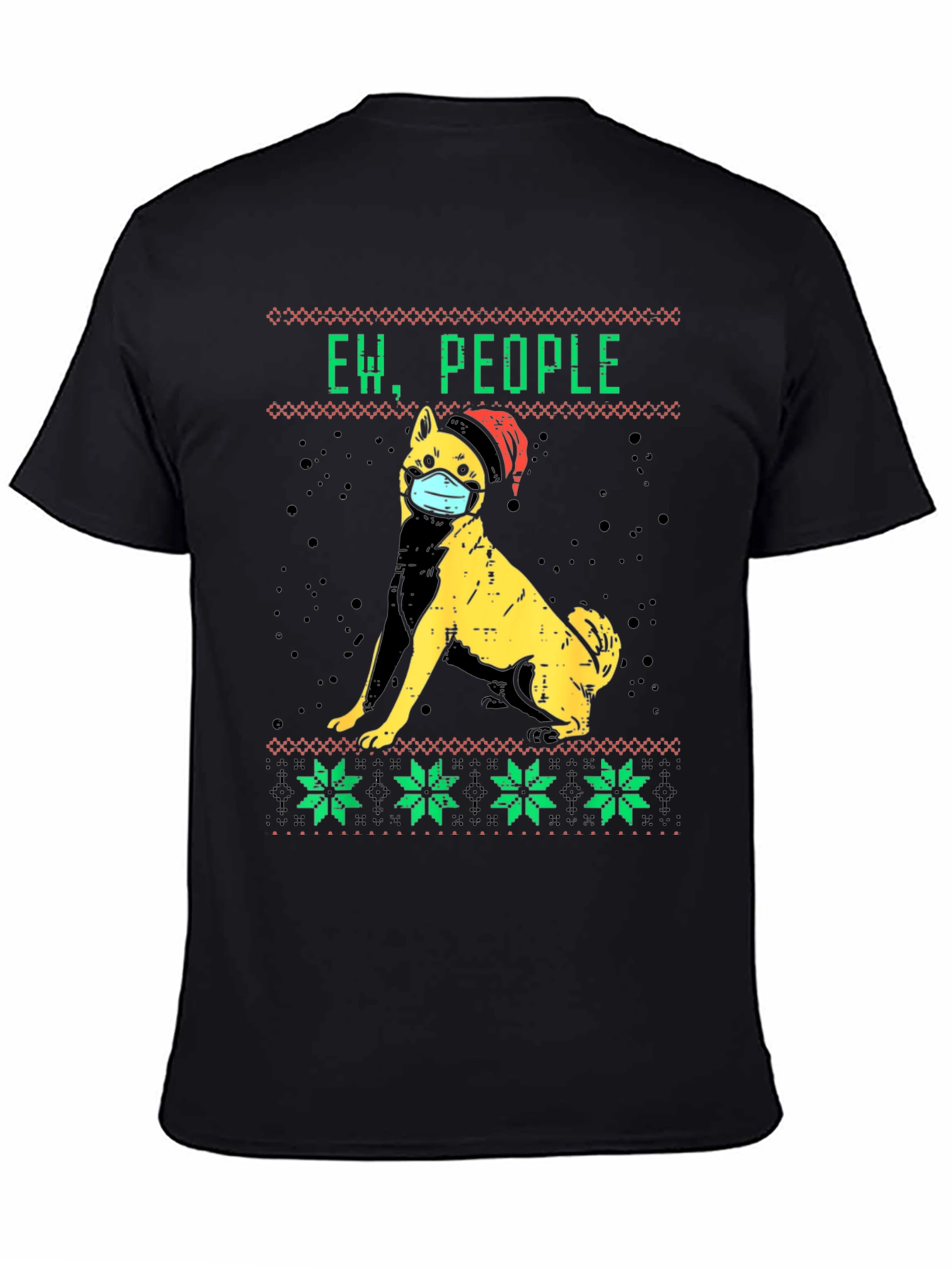 Ew People Dog Face Mask Christmas Graphic Tee