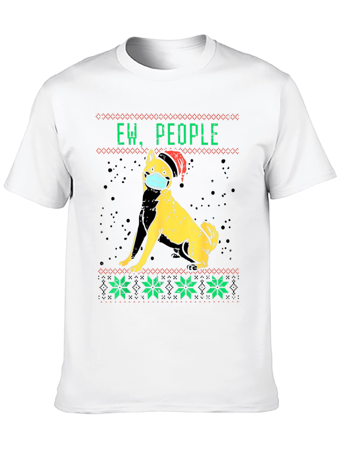 Ew People Dog Face Mask Christmas Graphic Tee