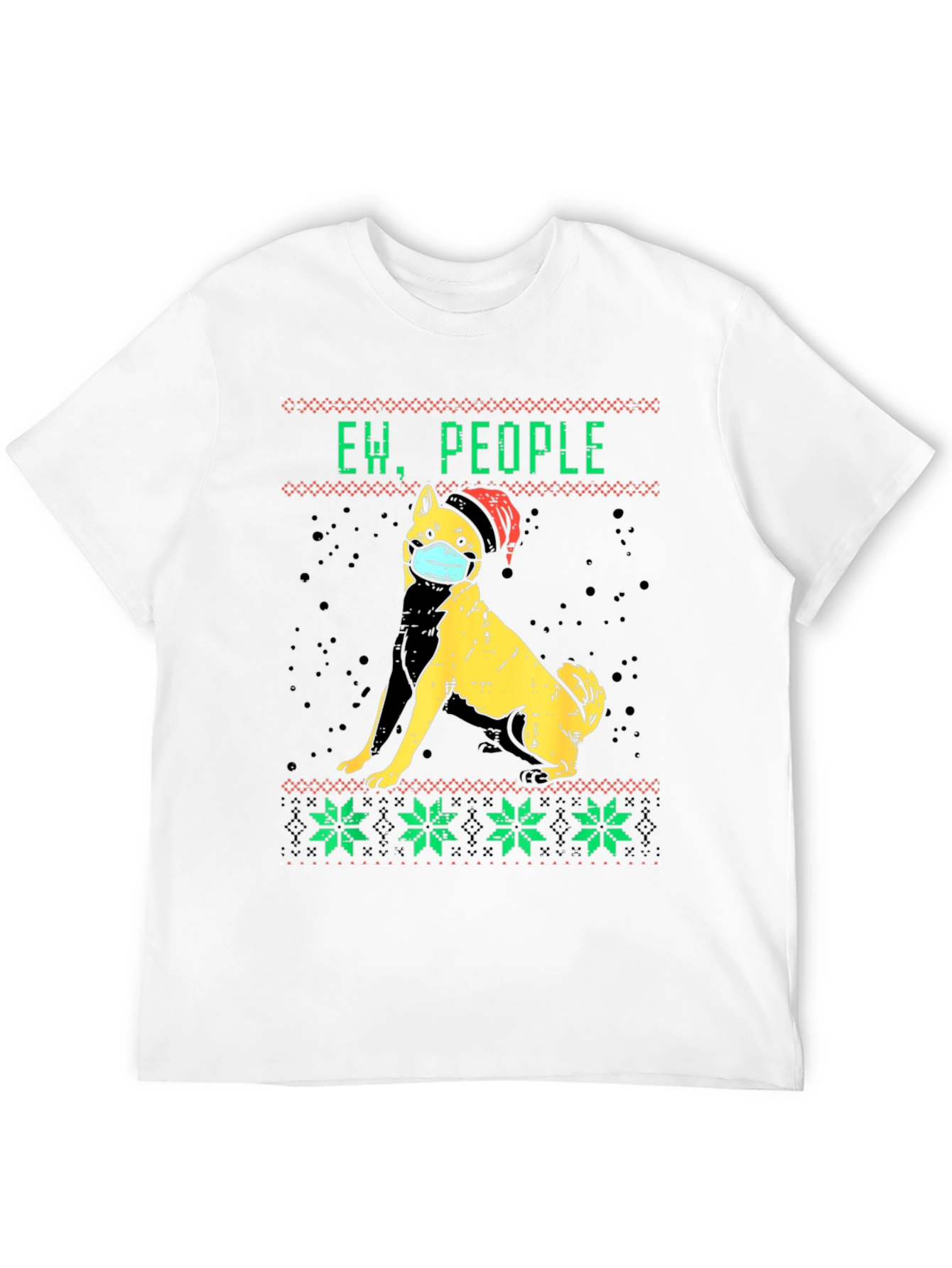 Ew People Dog Face Mask Christmas Graphic Tee
