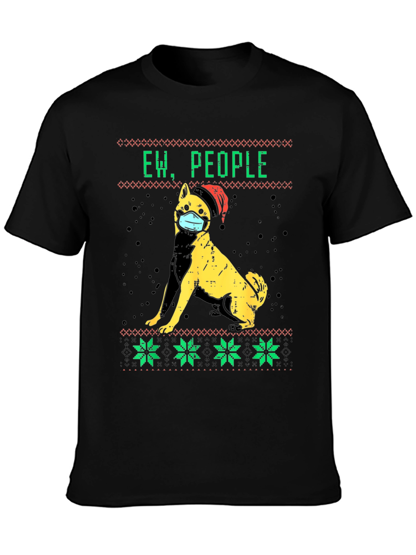 Ew People Dog Face Mask Christmas Graphic Tee