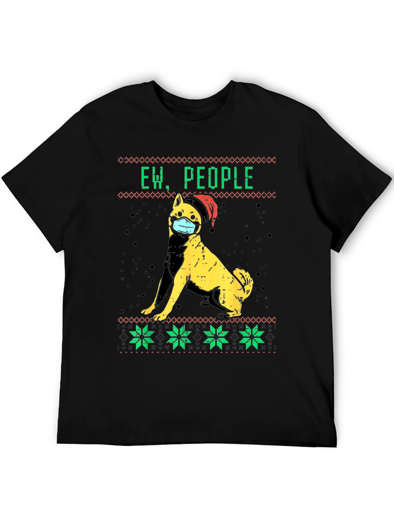 Ew People Dog Face Mask Christmas Graphic Tee