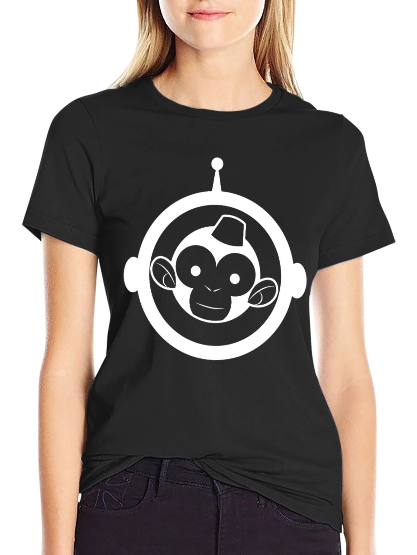 Astronaut Monkey Black T-Shirt