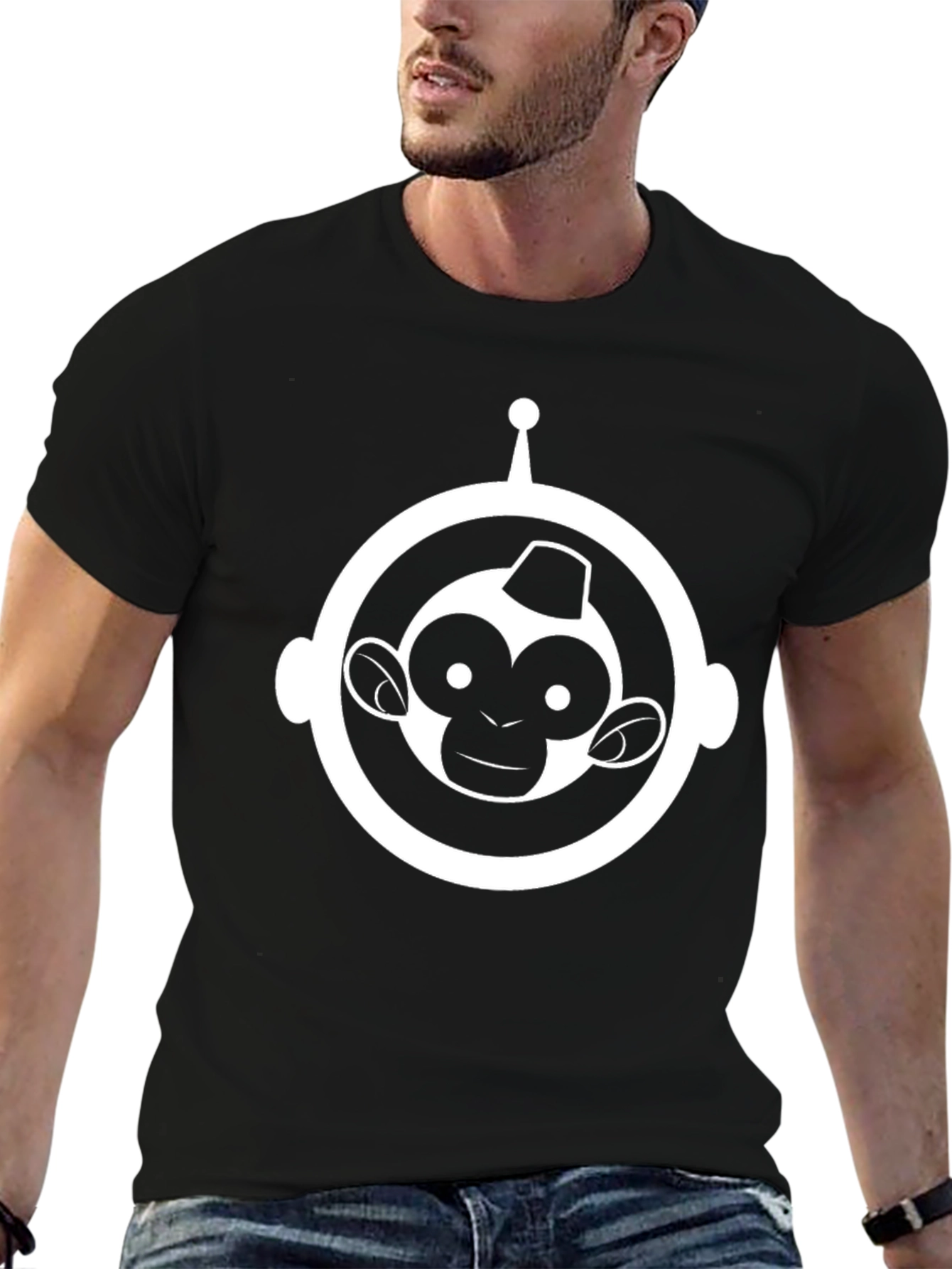 Astronaut Monkey Black T-Shirt