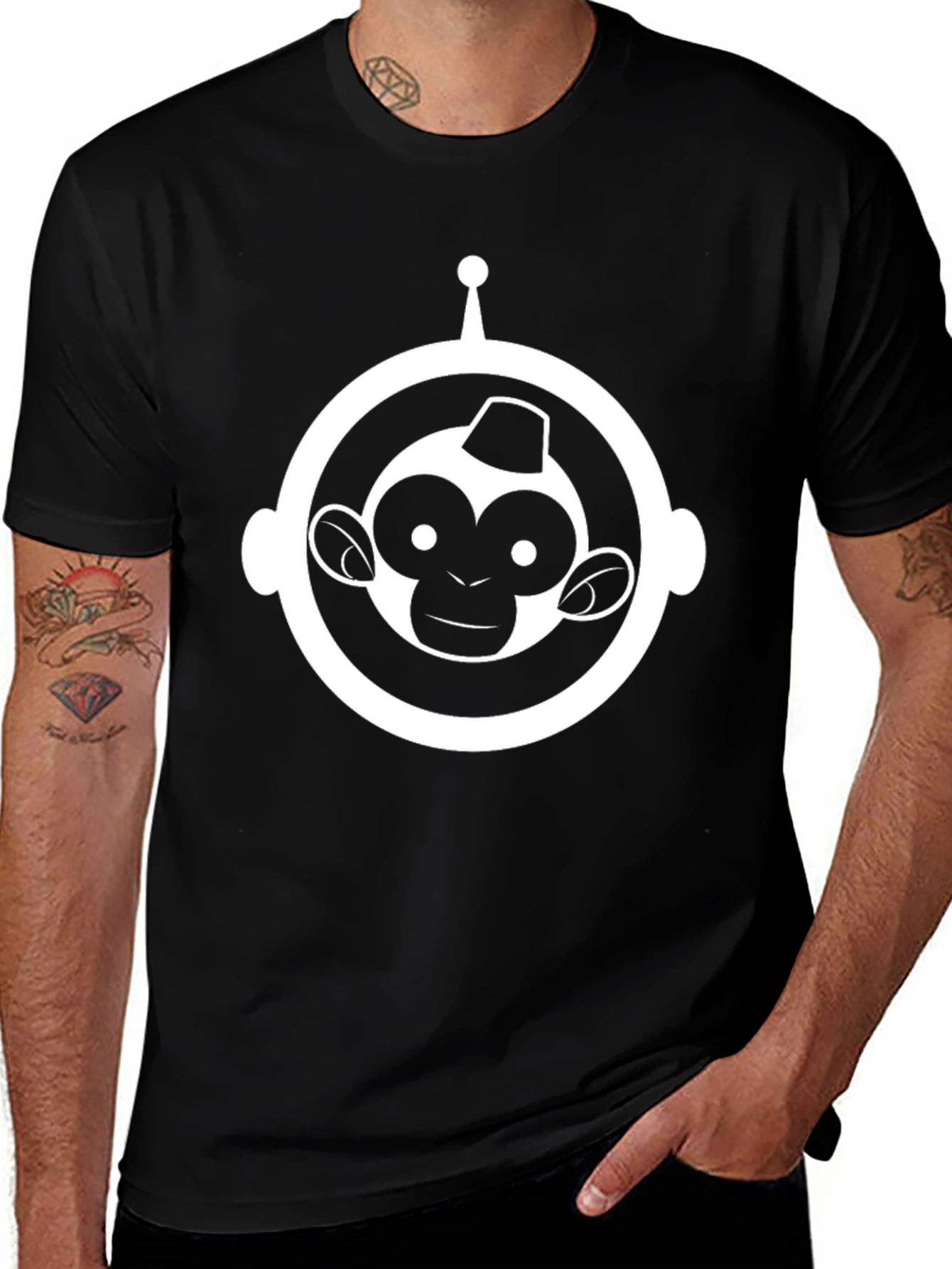 Astronaut Monkey Black T-Shirt
