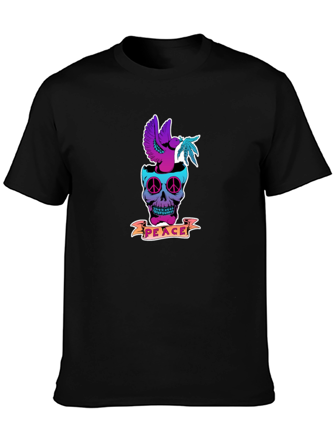 Peace Skull Graphic T-Shirt - Black