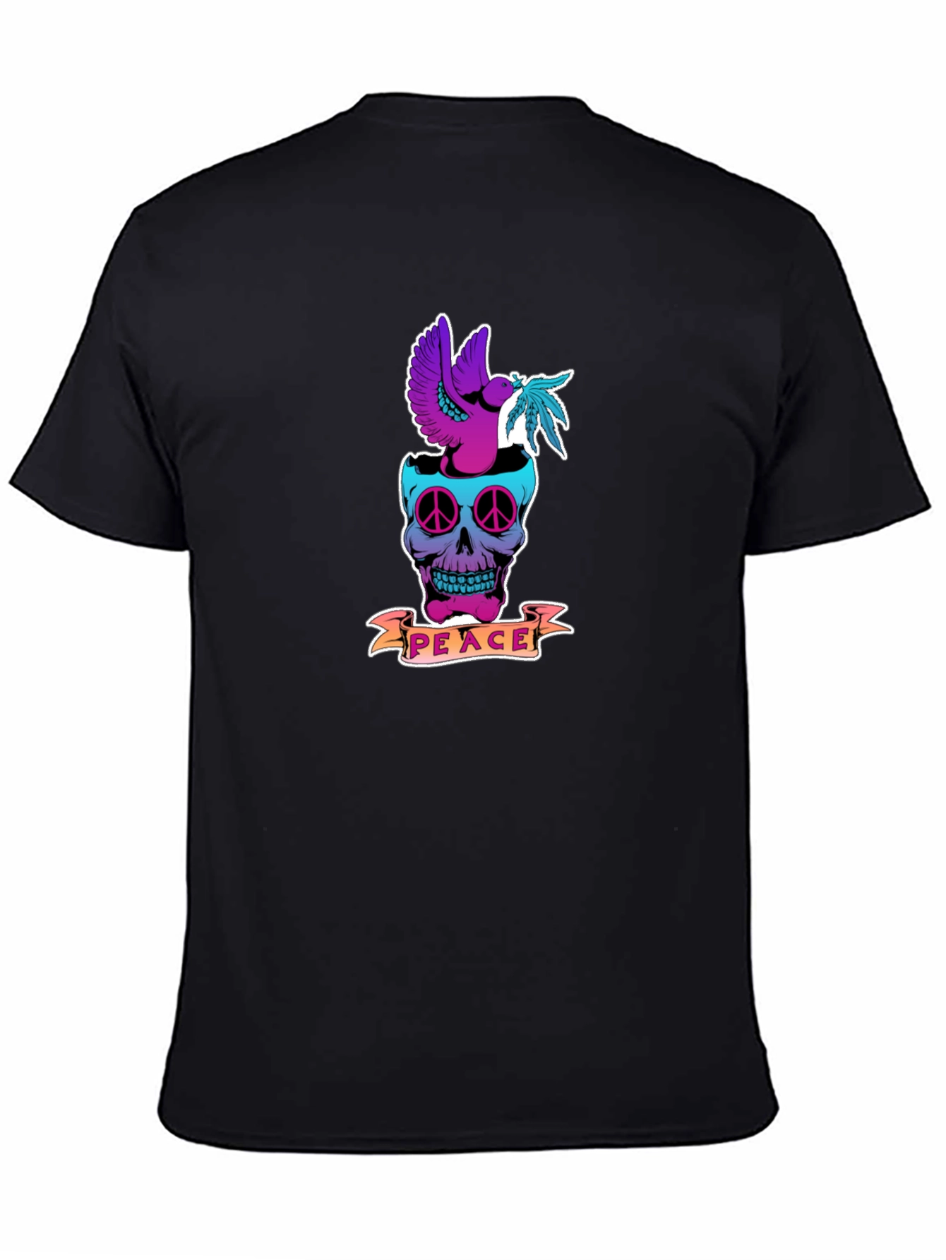 Peace Skull Graphic T-Shirt - Black