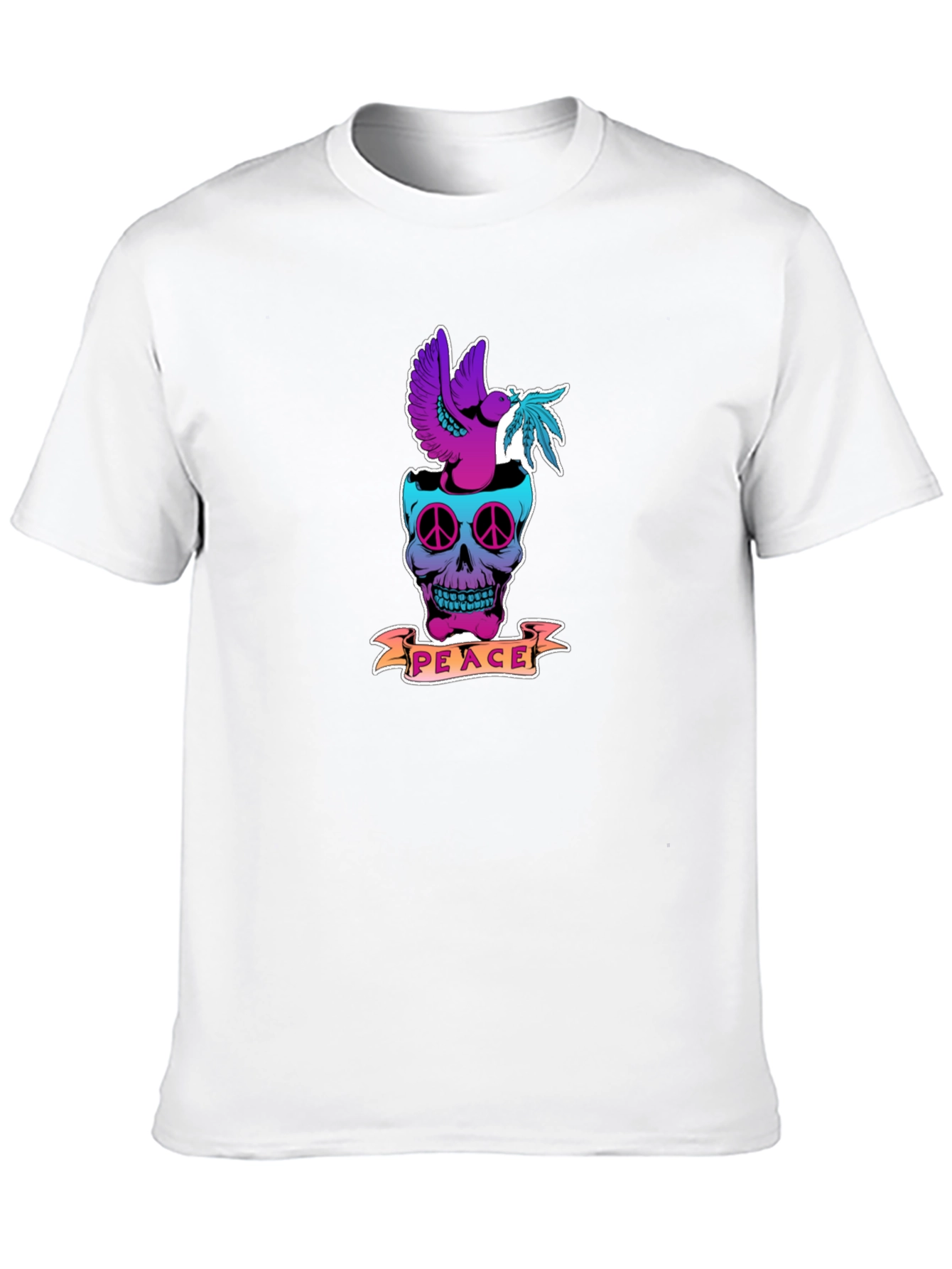 Peace Skull Graphic T-Shirt - Black