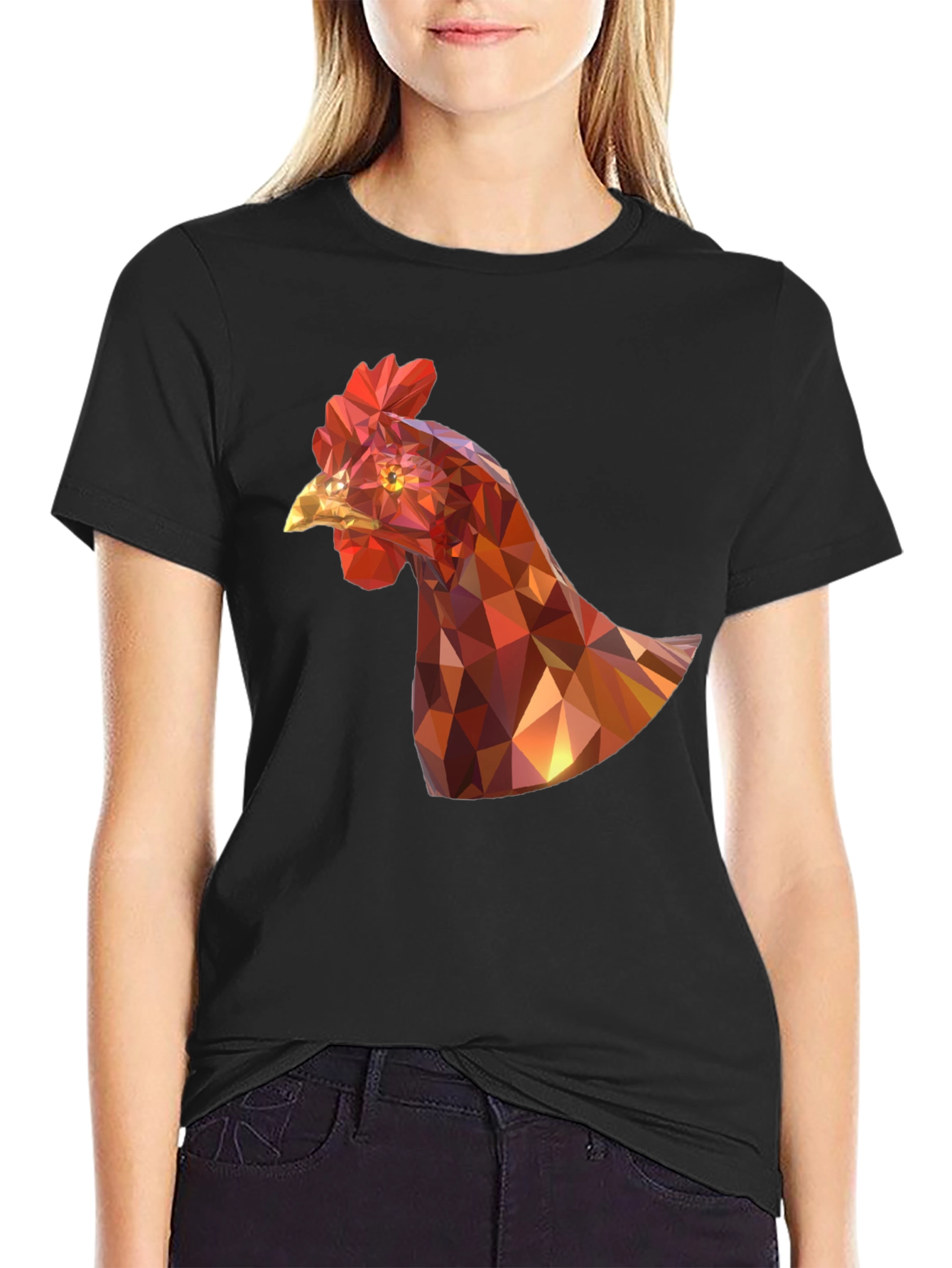 Geometric Chicken Graphic Tee - Unique Design