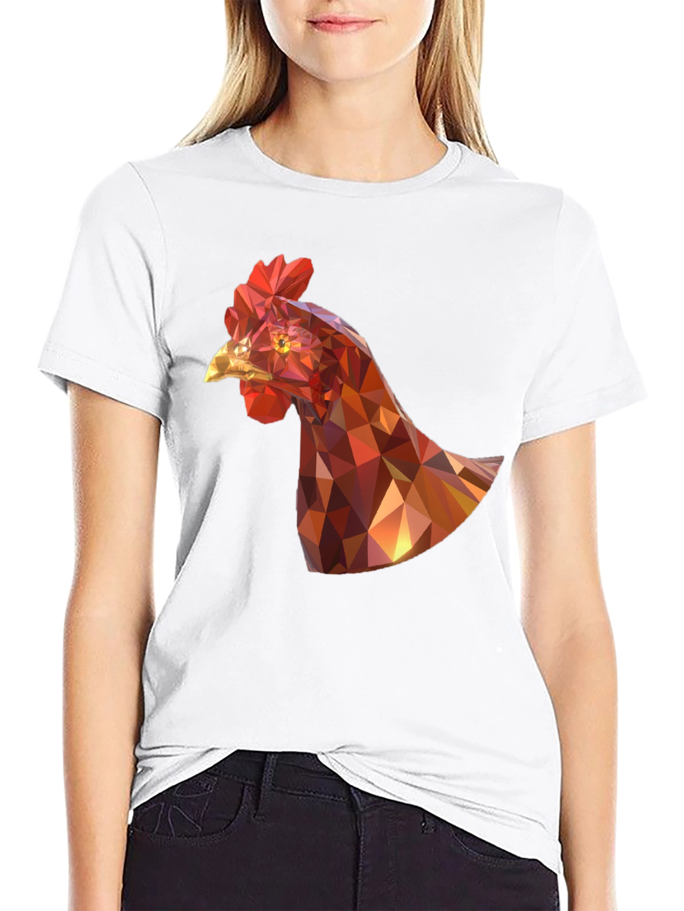 Geometric Chicken Graphic Tee - Unique Design