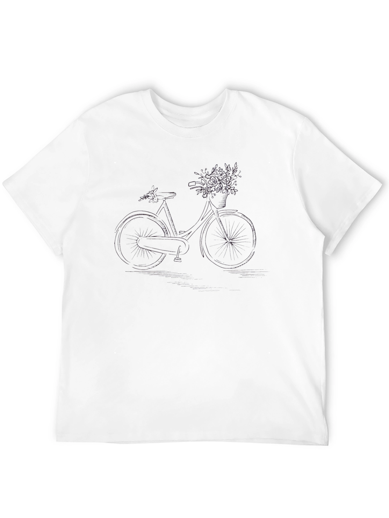 Black Bicycle & Flower T-Shirt