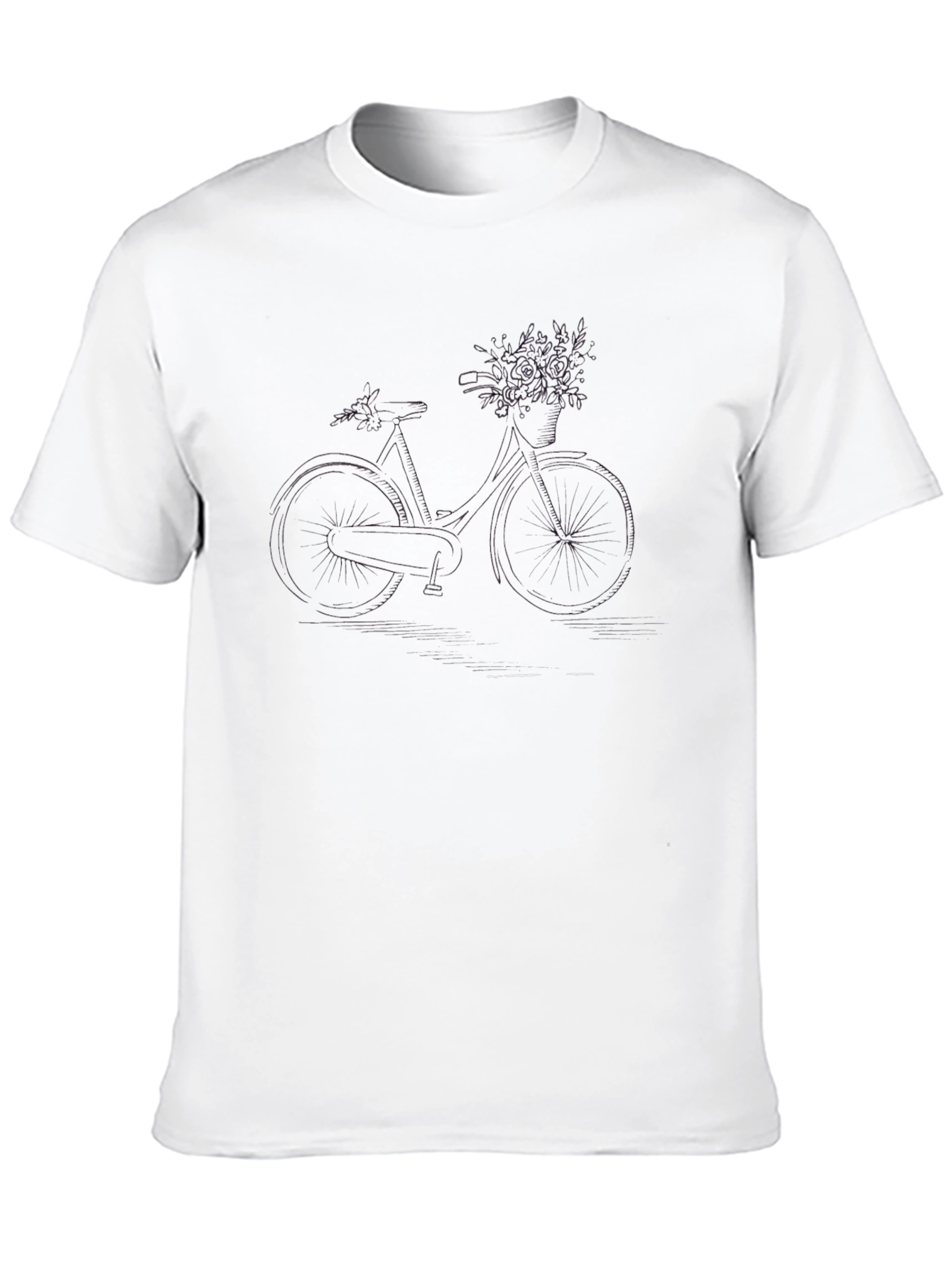 Black Bicycle & Flower T-Shirt