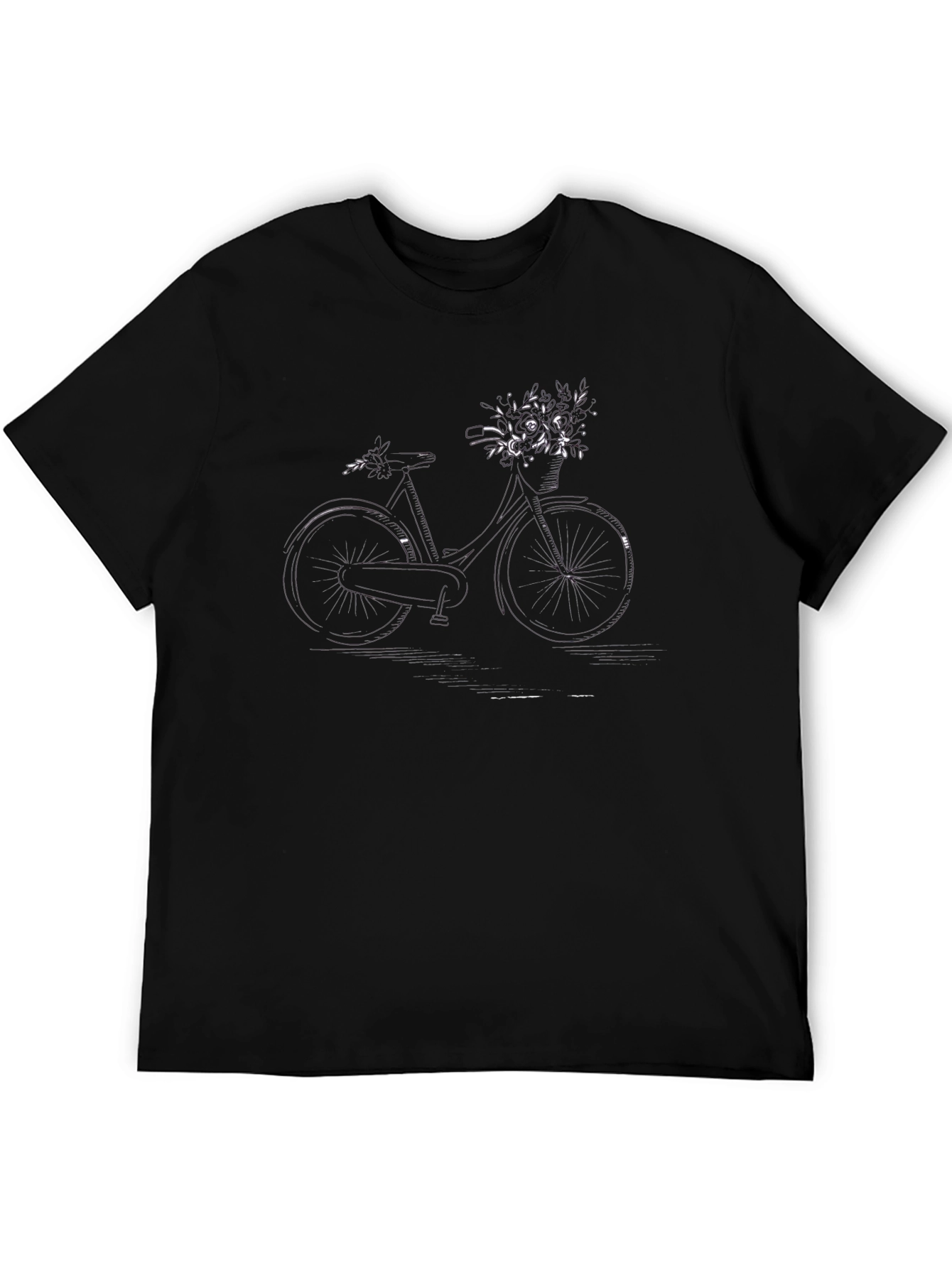 Black Bicycle & Flower T-Shirt